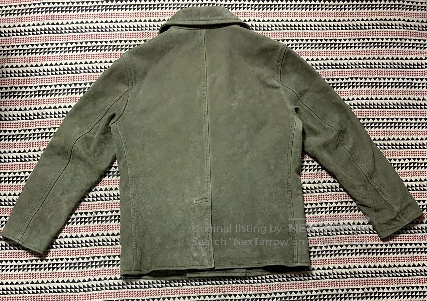 Vintage olive green leather double-breasted jacket. Size US M / EU 48-50 / 2 - 2 Thumbnail