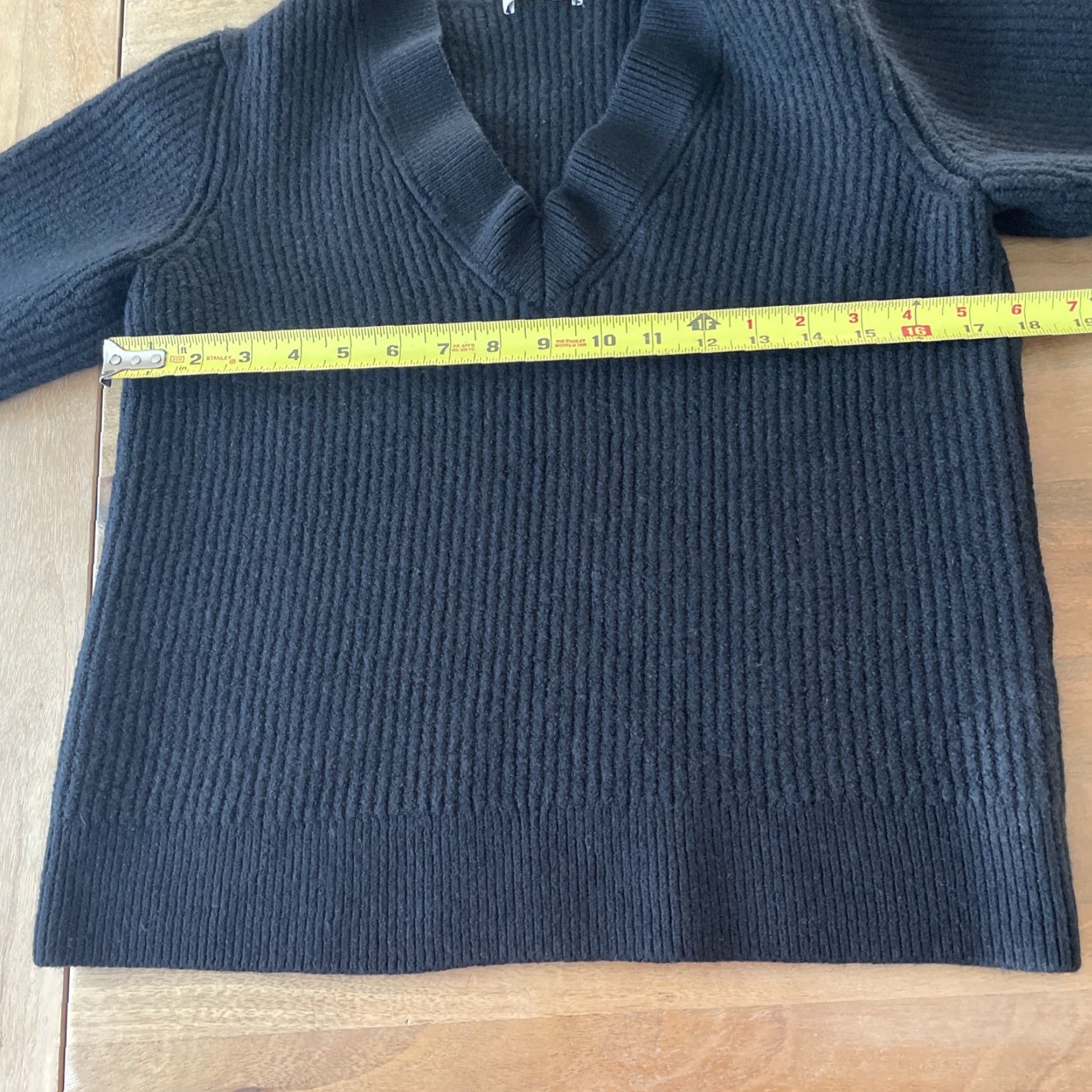 Vintage Babaton Sweater Womens S Merino Wool V-Neck 3/4 Sleeve Black Ribbed Knit Size S / US 4 / IT 40 - 6 Thumbnail