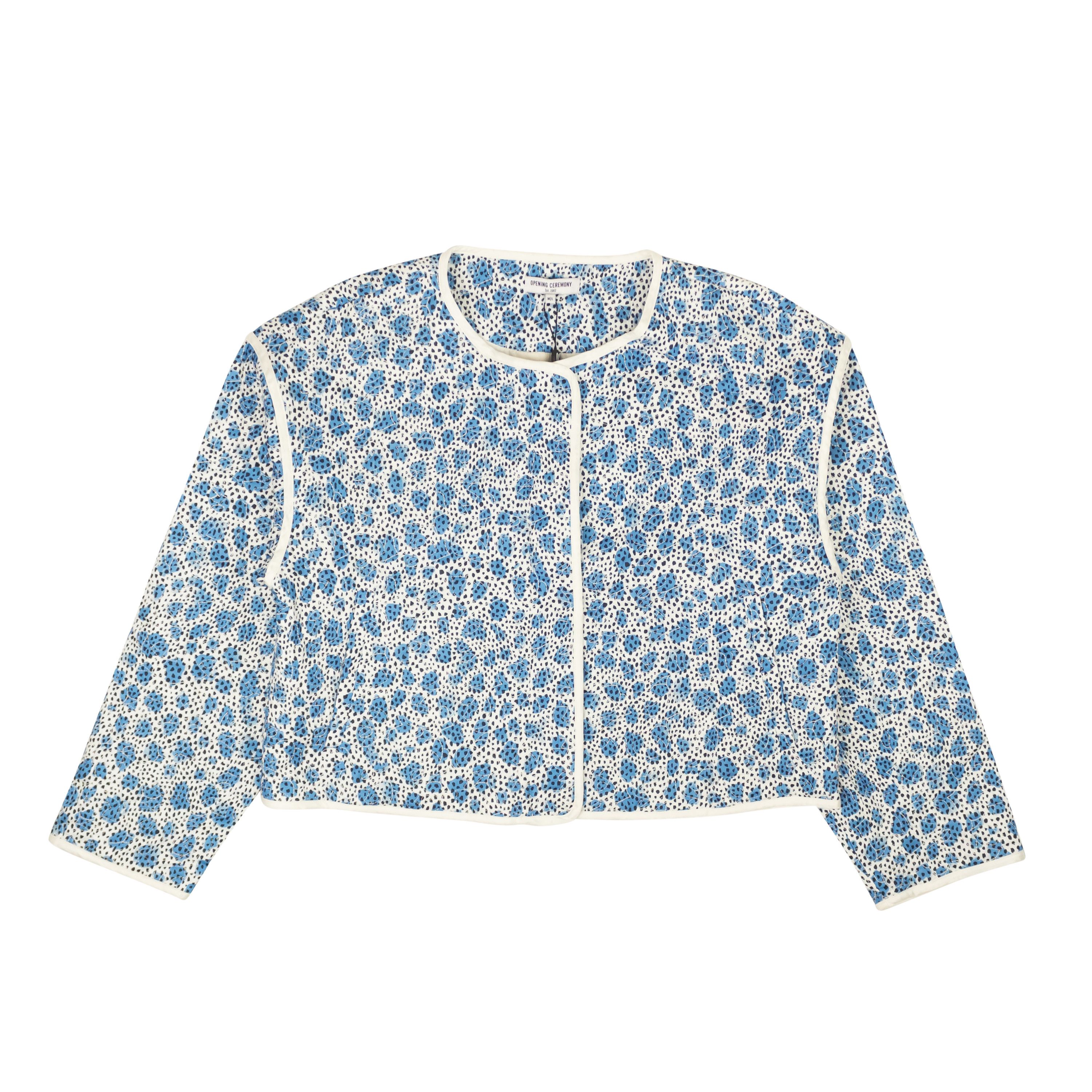 image of Opening Ceremony Blue Leopard Printed Quilted Jacket Size Ml, Women's
