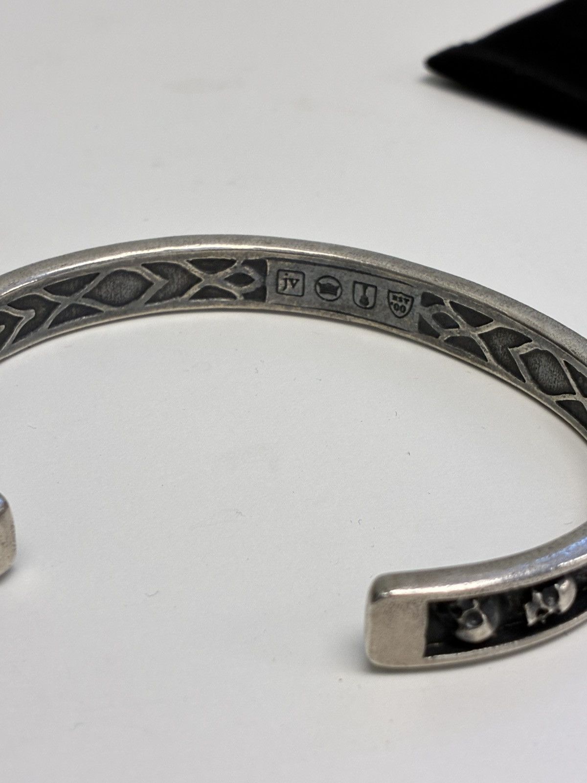 John Varvatos Sterling Silver Skull Cuff Bracelet Size ONE SIZE - 6 Thumbnail