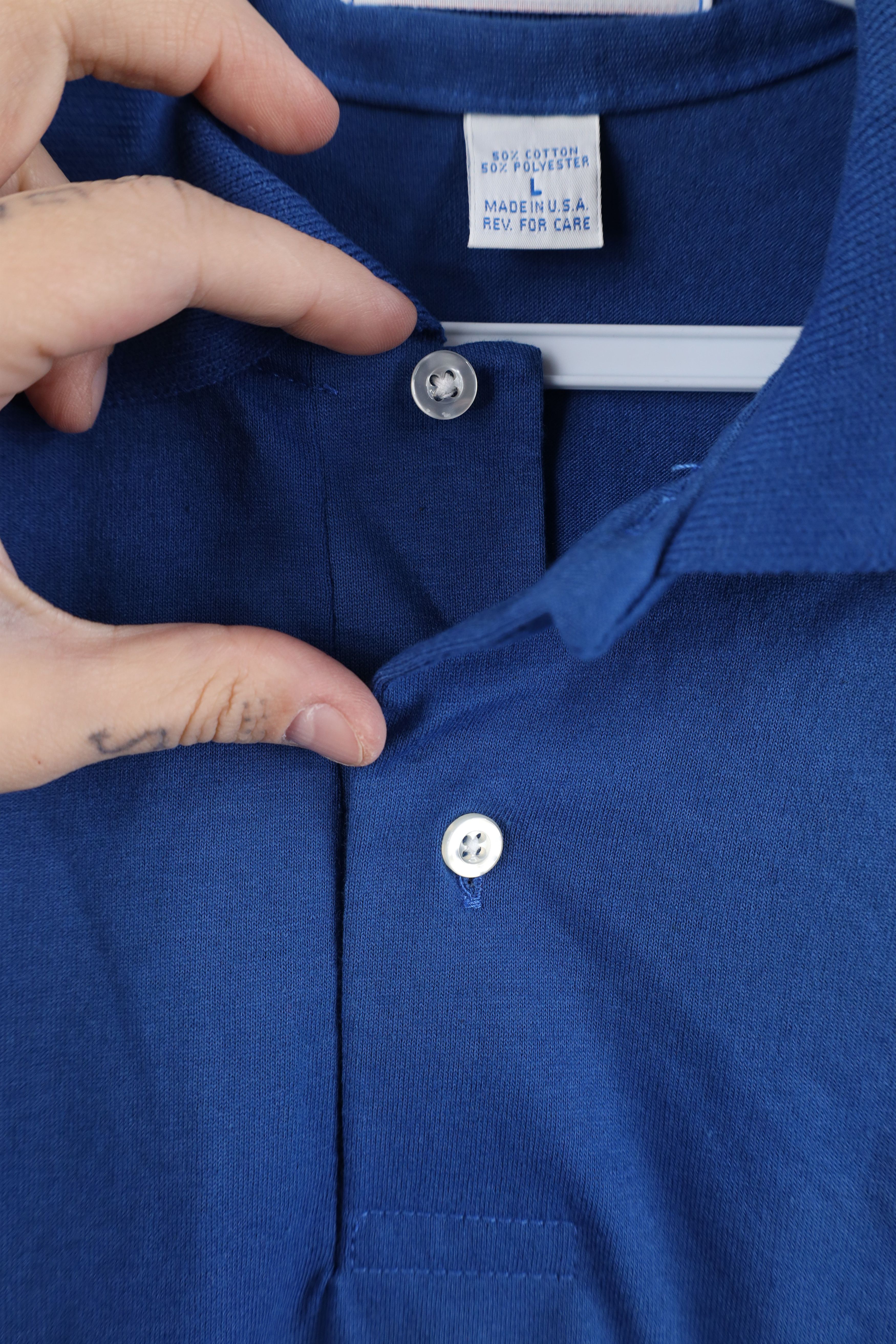 Vintage Vintage 90s Streetwear Collared Polo Shirt Royal Blue USA Size US L / EU 52-54 / 3 - 5 Thumbnail