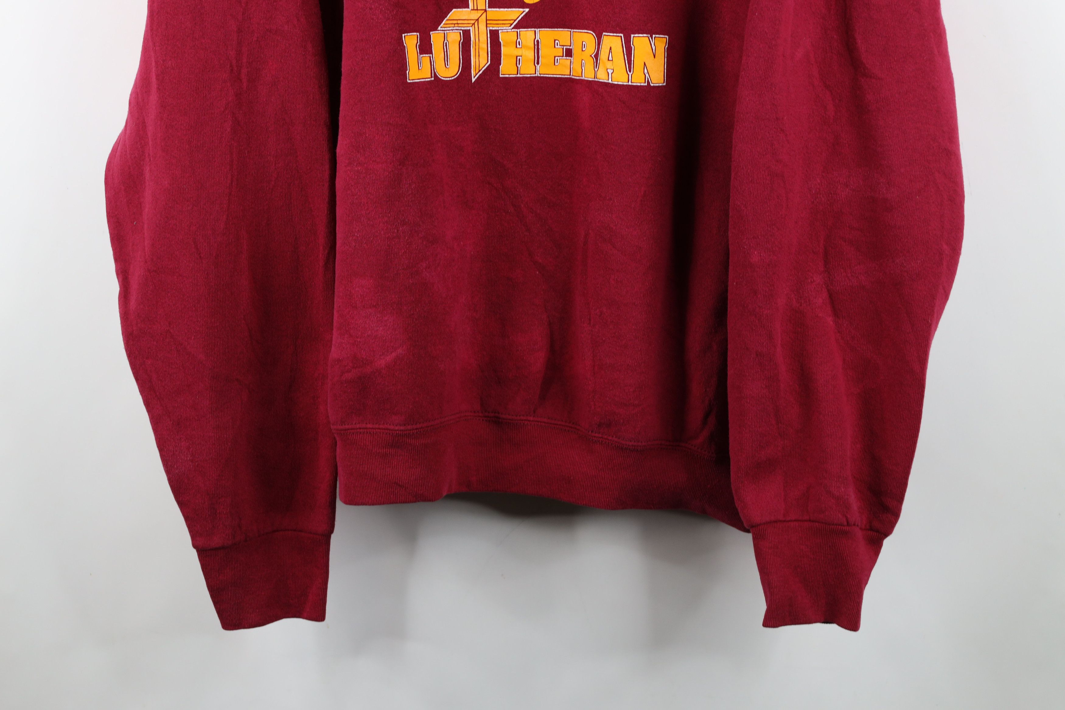 Vintage Vintage 90s Concordia Lutheran Crewneck Sweatshirt Red USA Size US XL / EU 56 / 4 - 3 Thumbnail
