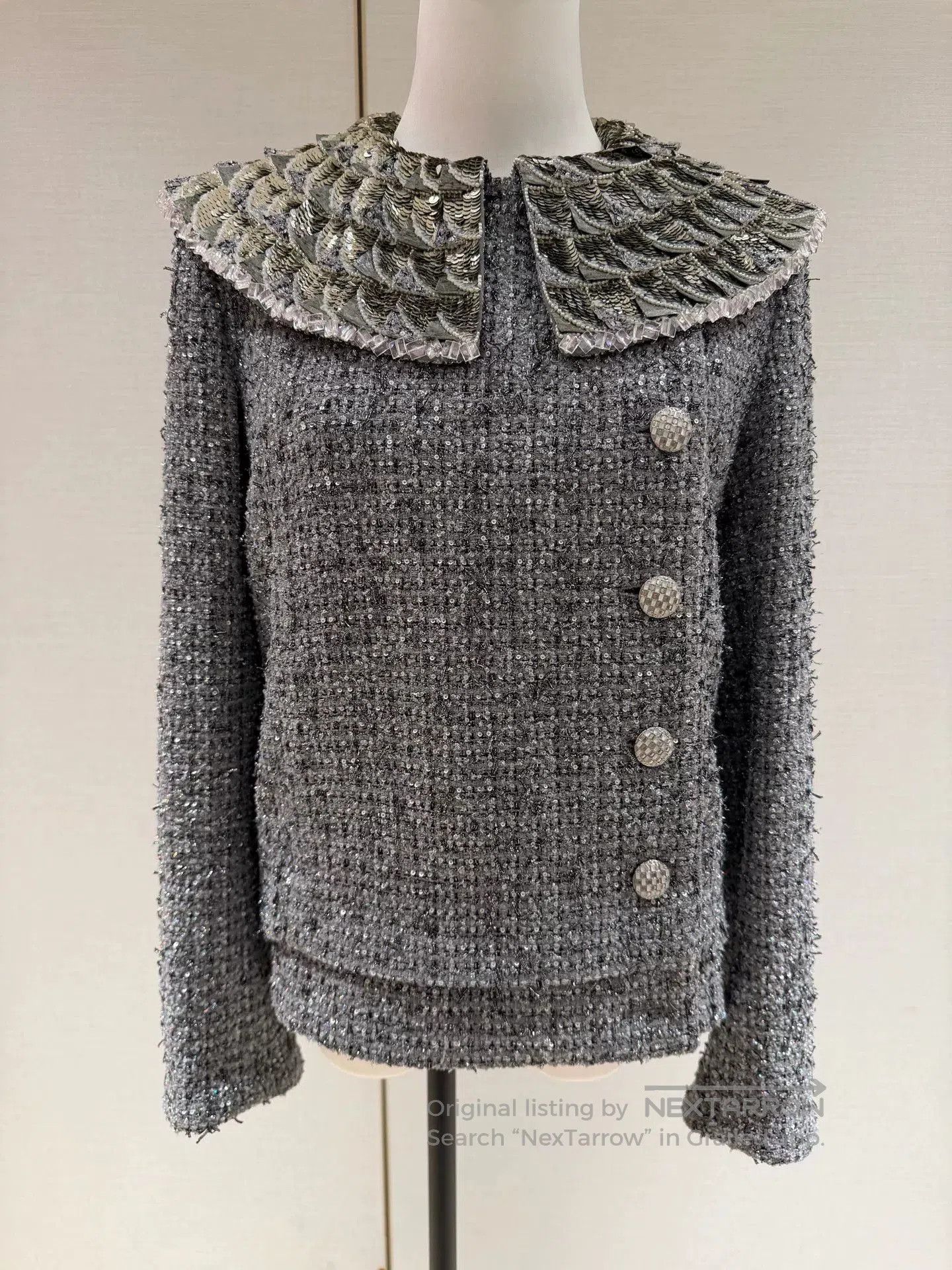 Chanel Chanel Runway Gray Sequin Collar Coat. Size US S / EU 44-46 / 1 - 1 Thumbnail