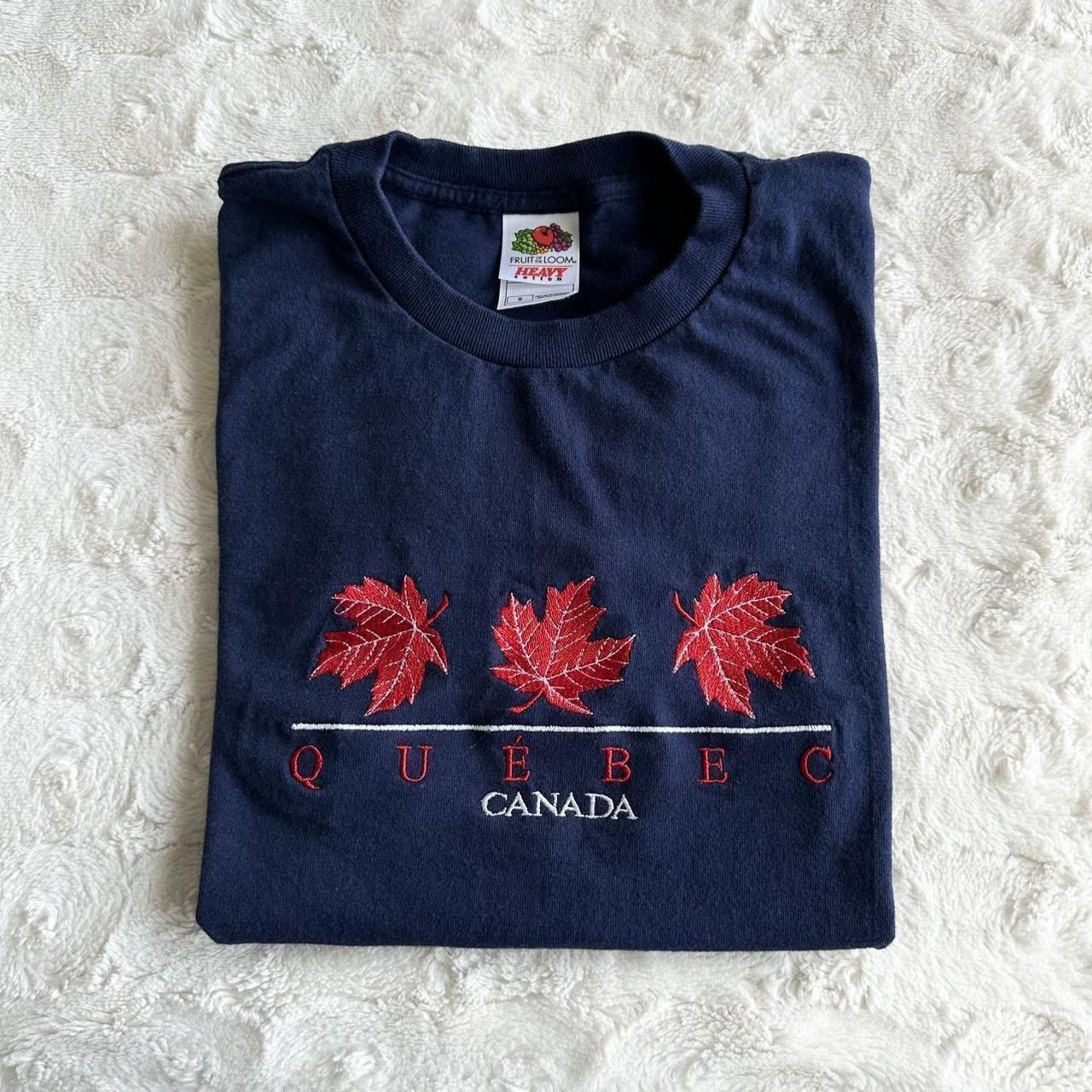 Fruit Of The Loom Vintage Quebec Canada Shirt Tee Womens Small Navy Maple Leaf Size S / US 4 / IT 40 - 1 Thumbnail