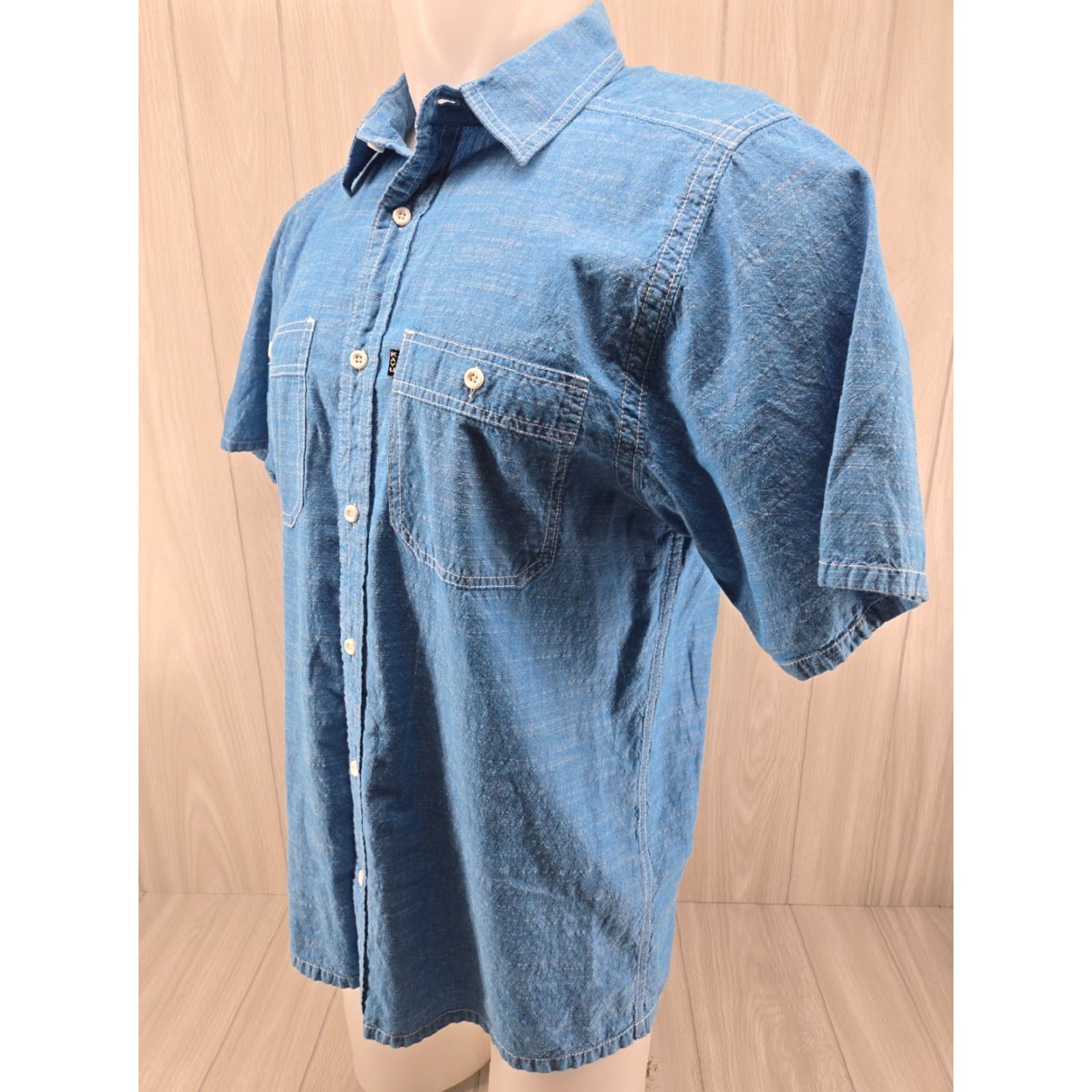 KAVU KAVU Shirt Mens Medium Solid Blue Outdoor Pocket Short Sleeve Casual Cotton Shirt Size US M / EU 48-50 / 2 - 4 Thumbnail