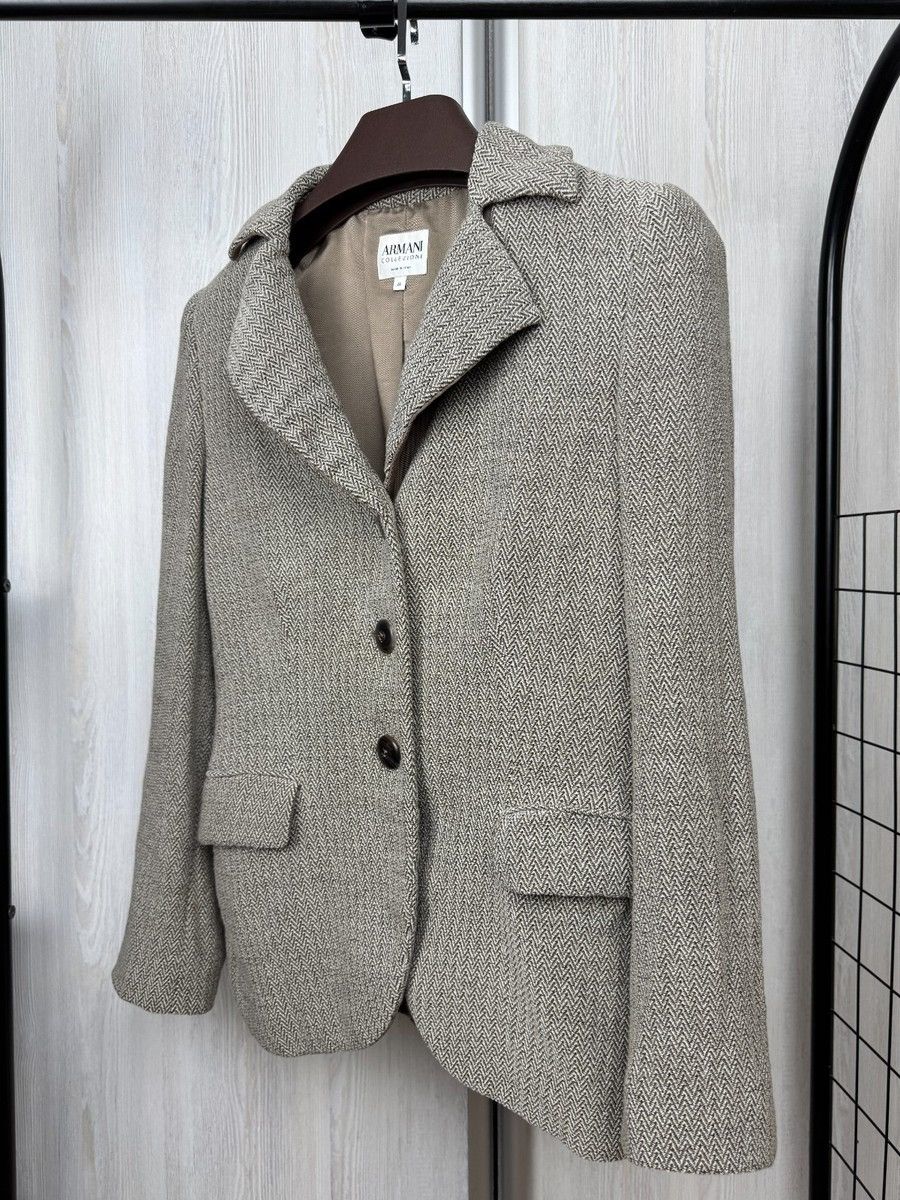 Armani Collezioni Armani Collezioni made in Italy grey wool herringbone blazer Size M / US 6-8 / IT 42-44 - 6 Thumbnail