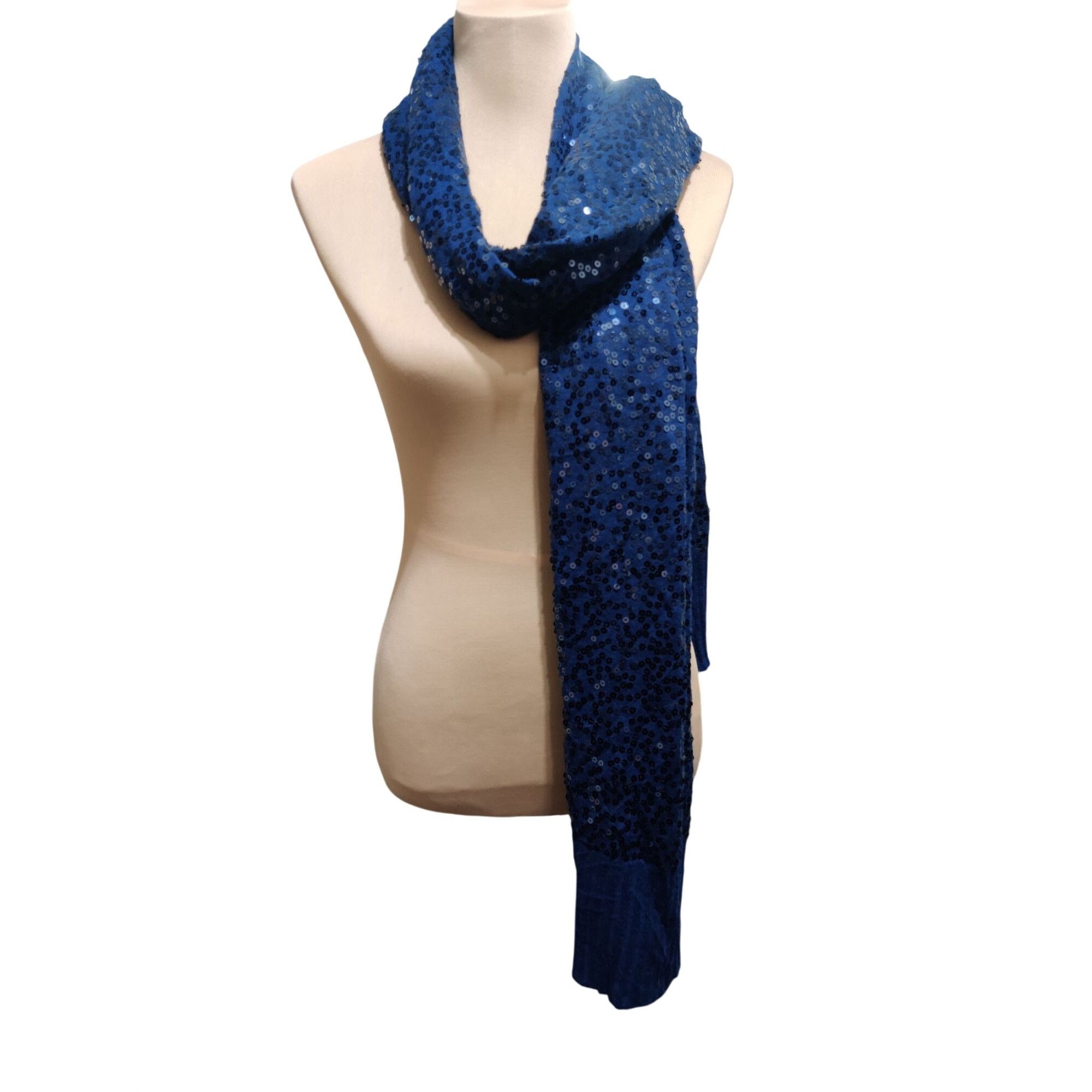 Other IMAN Navy Blue Sequin Knit Shawl Wrap Scarf Sparkle Formal E Size ONE SIZE - 4 Thumbnail