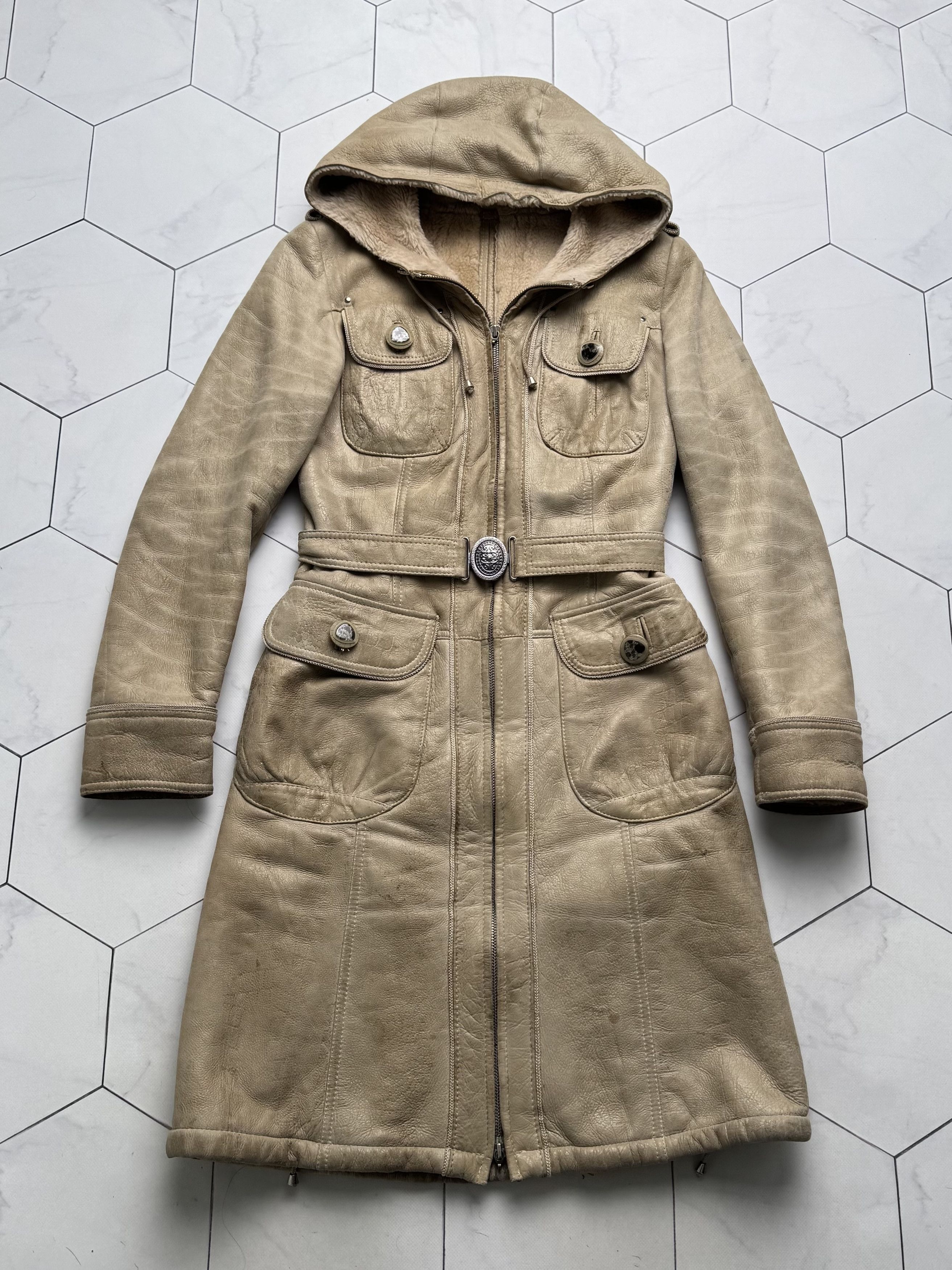 Vintage Vintage Real Shearling Coat With Hood And Belt (B250)D15E2 Size XS / US 0-2 / IT 36-38 - 6 Thumbnail
