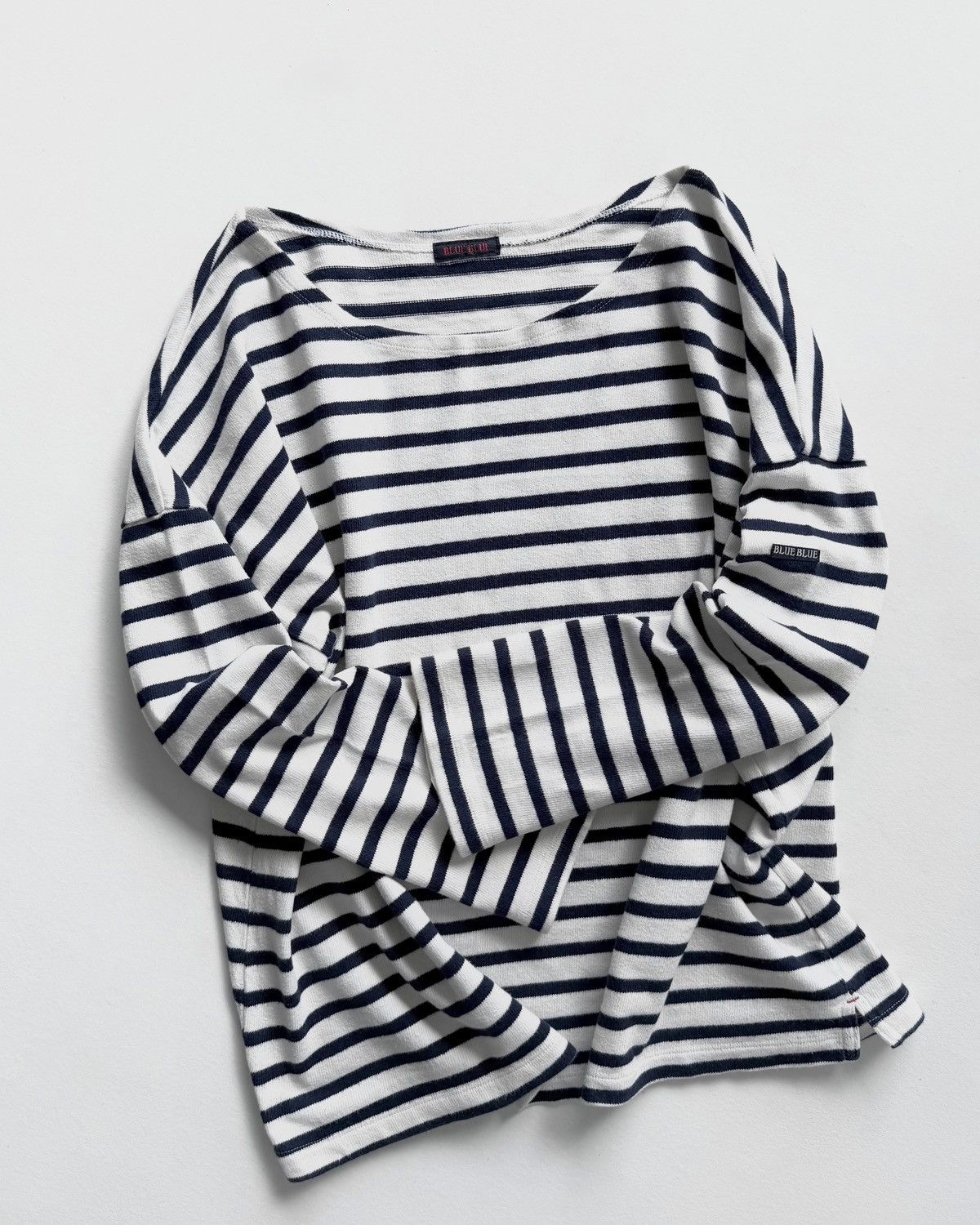 Blue Blue Japan BLUE BLUE BRETON NAVY OVERSIZE CROPPED SHIRT Size L / US 10 / IT 46 - 4 Thumbnail