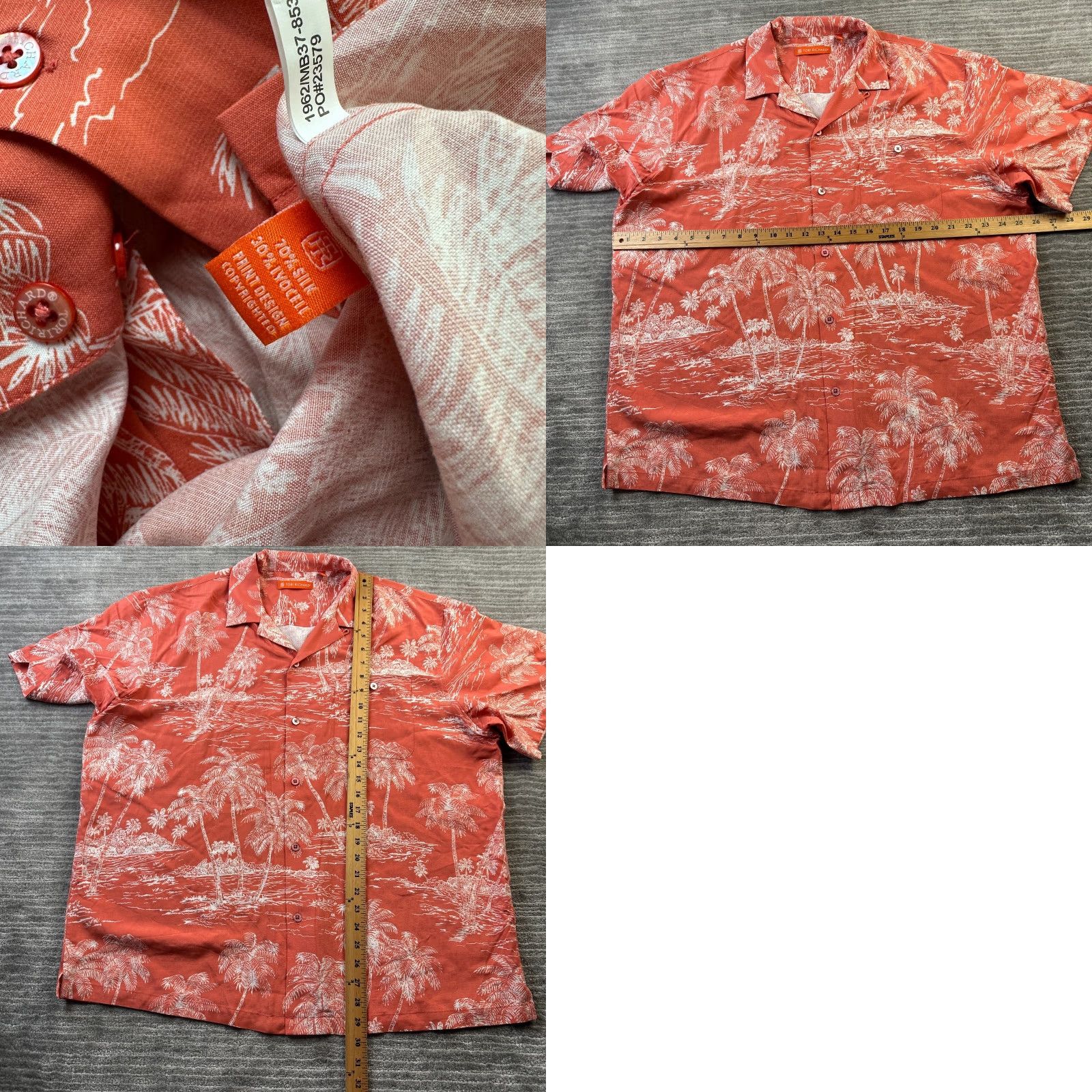 Tori Richard Tori Richard Shirt Mens Extra Large Orange Button Up Silk Blend Camp Size US XL / EU 56 / 4 - 8 Thumbnail