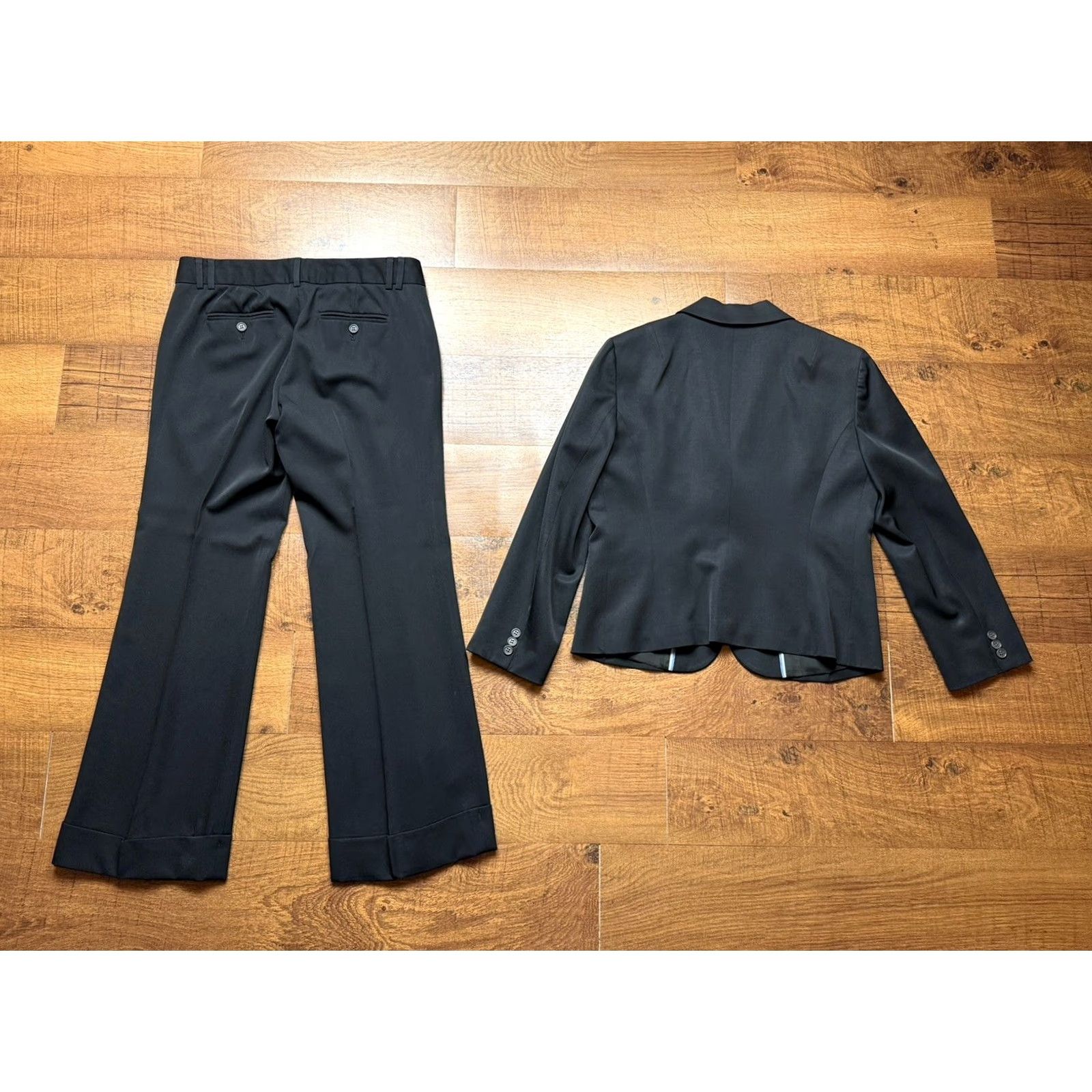 J.Crew J. Crew Pant Suit Womens City Fit Wool Blazer Wide Leg Office Lined Black 6 Suit Set Womens Size 28" / US 6 / IT 42 - 4 Thumbnail