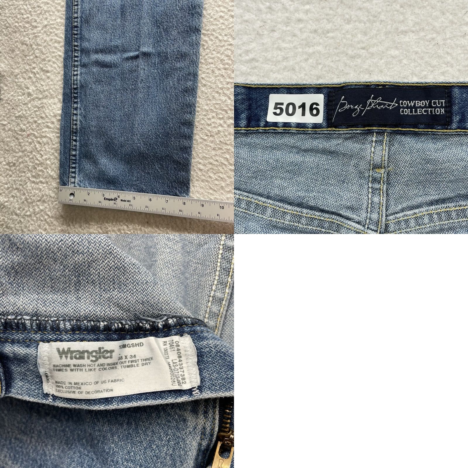 Wrangler Wrangler Jeans Mens 38x34 George Straight Cowboy Cut Natural Wear Faded 13MGSHD Size US 38 / EU 54 - 9 Thumbnail
