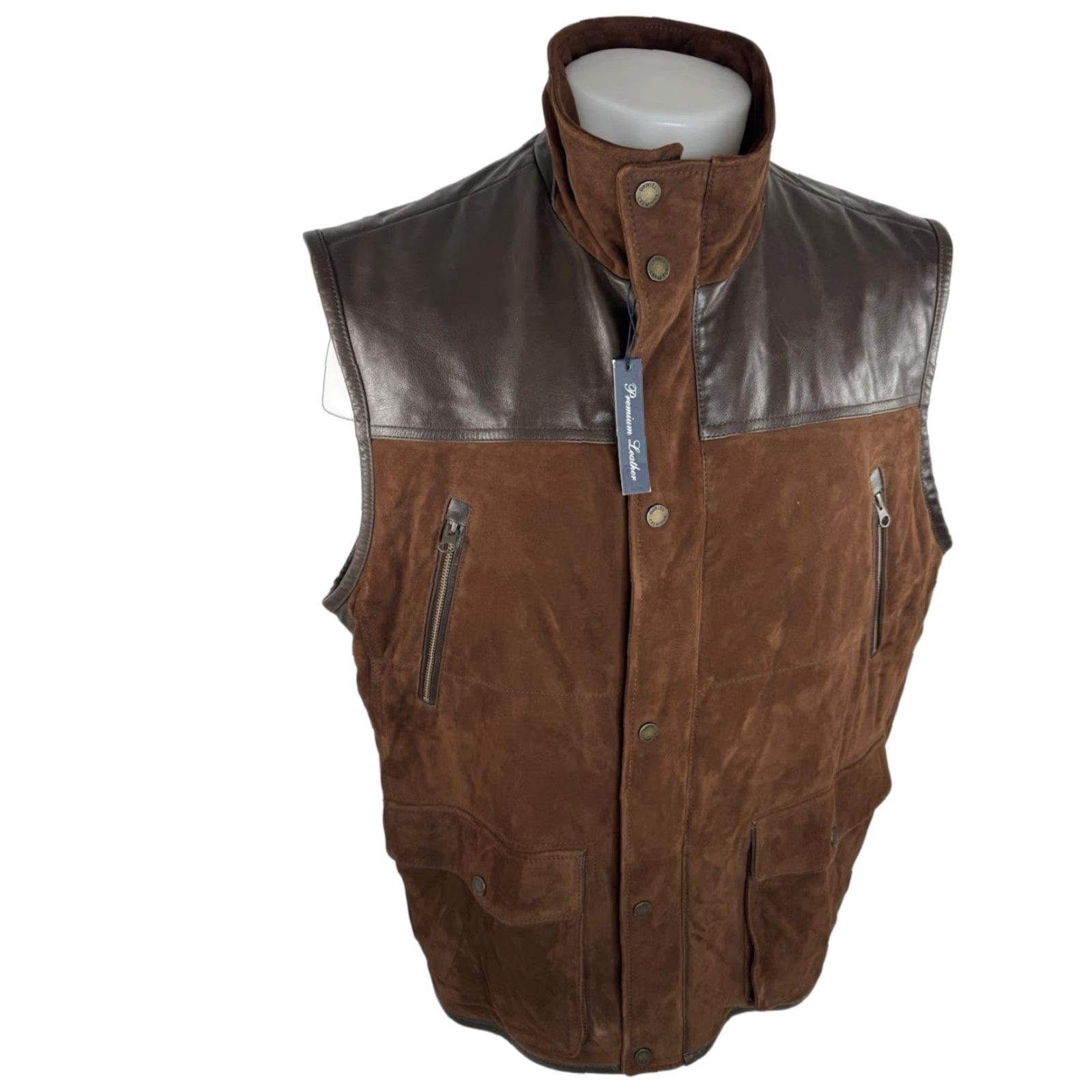 Cremieux Cremieux New w Zip Tag Leather & Suede Ranch Bomber XL Vest Jacket Brown Men Zip Fully Lined"} Size US XL / EU 56 / 4 - 1 Thumbnail