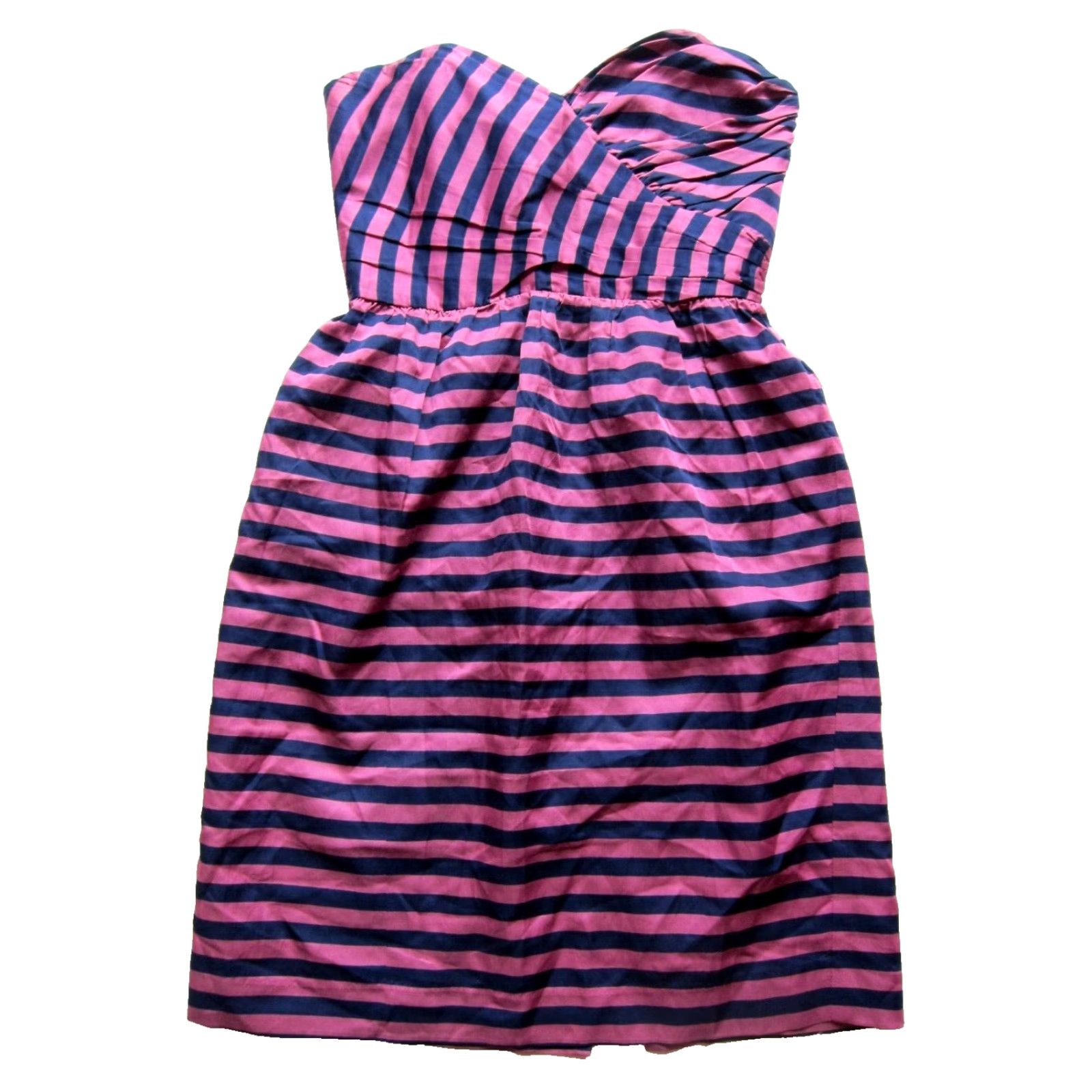 Anthropologie **Pink Blue Striped Strapless Silk Dress Corey Lynn Calter 2** User: **Strapless Pink Blue Striped Silk Corey Lynn Calter Dress 2** Size XS / US 0-2 / IT 36-38 - 2 Thumbnail