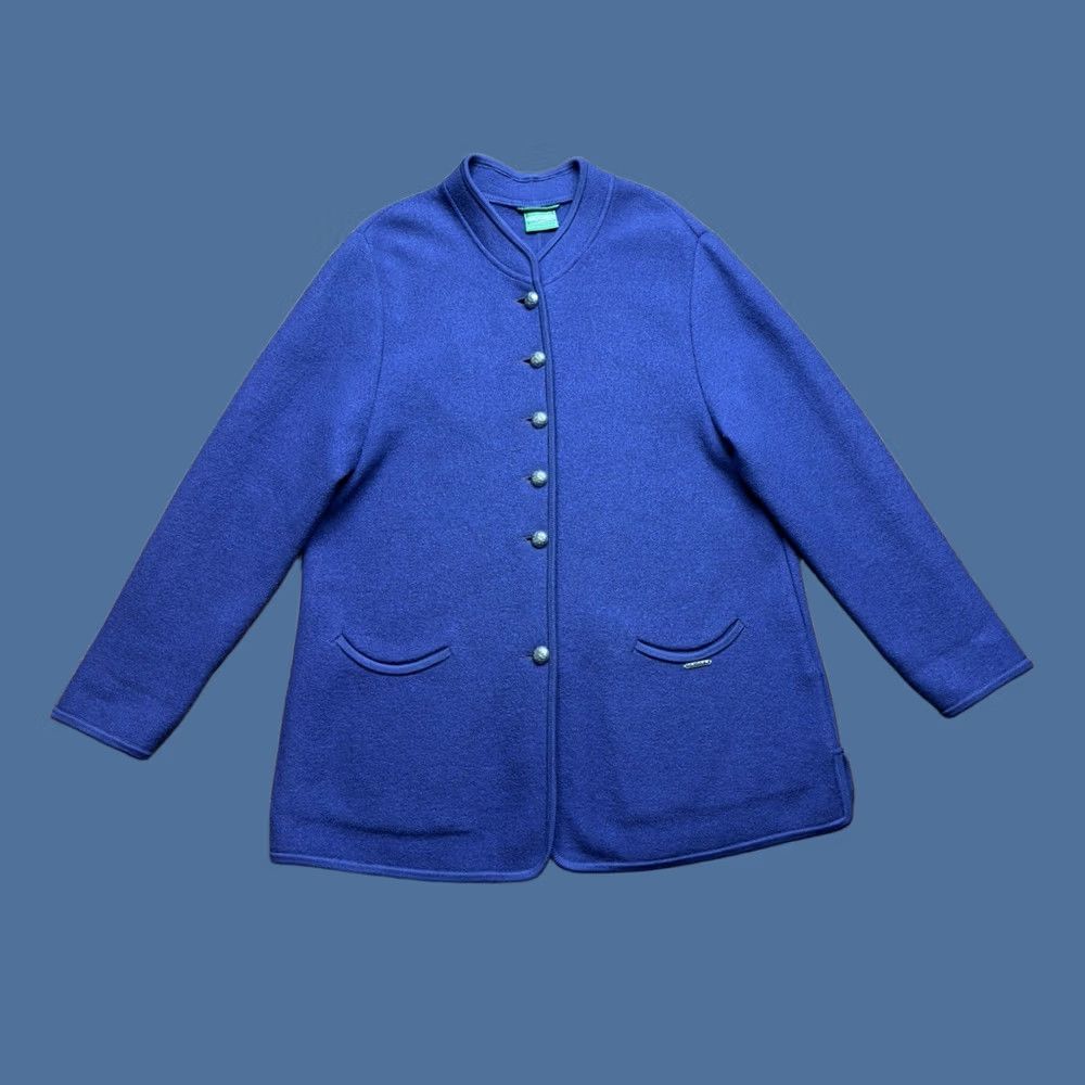 Vintage VTG Geiger Long Cardigan Jacket Violet Austria 100% Wool Womens Size 44 - Vintage-Inspired Tweed Sweater Size M / US 6-8 / IT 42-44 - 1 Thumbnail