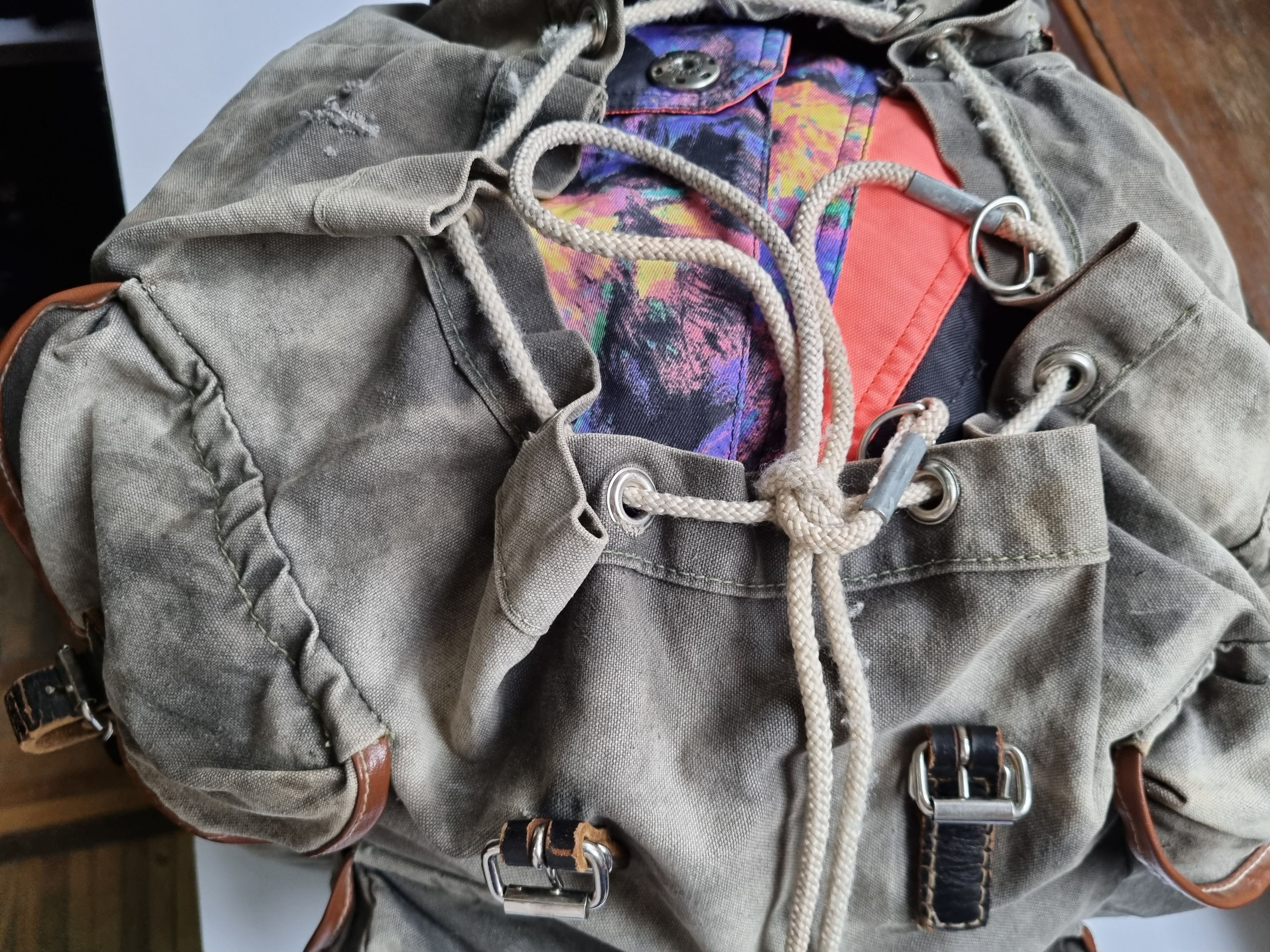 Japanese Brand 50s Vintage Sun Faded Thrashed Backpack Amazing Fade Size ONE SIZE - 23 Thumbnail