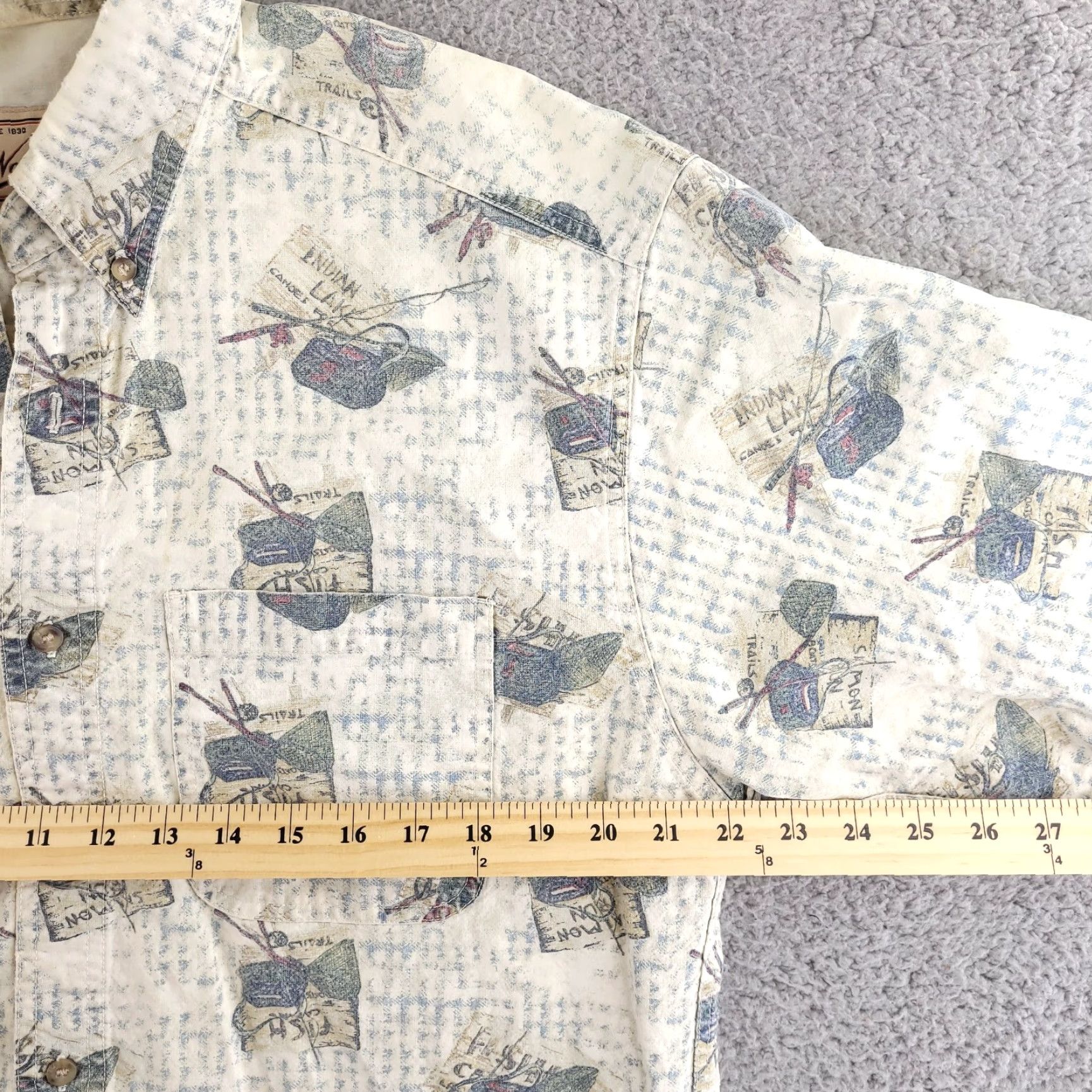 Vintage VINTAGE Woolrich Mens Large Short Sleeve Fishing Shirt Salmon Run Outdoors Size US L / EU 52-54 / 3 - 5 Thumbnail