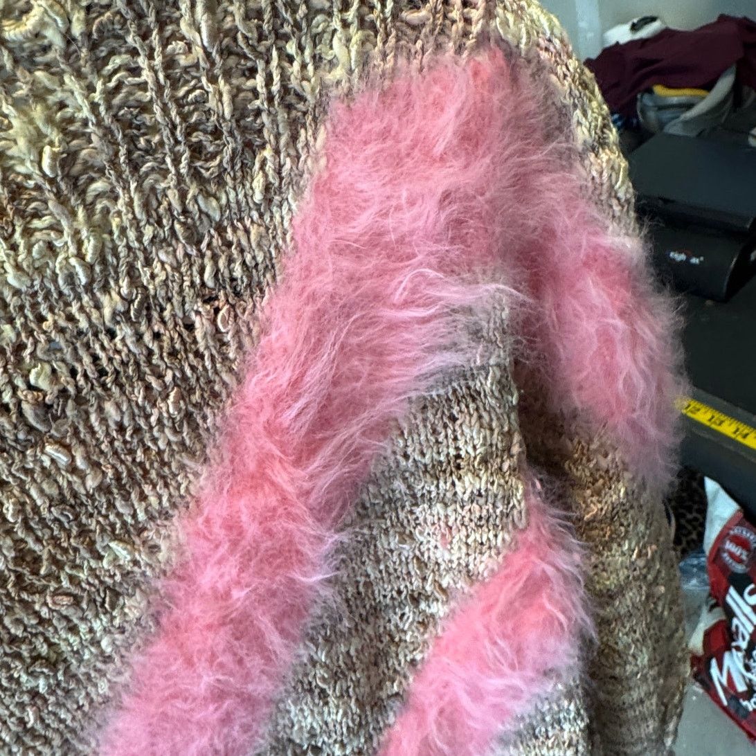 Handmade Vintage hand knit pink brown chevron sweater size S Size S / US 4 / IT 40 - 4 Thumbnail