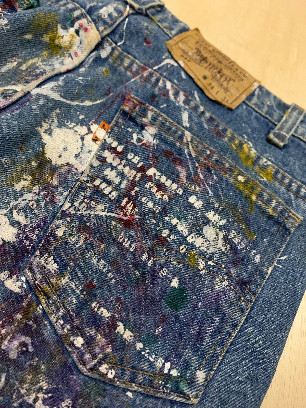 Levi's × Levi's Vintage Clothing × Vintage Vintage Levis Orange Tab Painted Denim Jeans Size US 34 / EU 50 - 6 Thumbnail