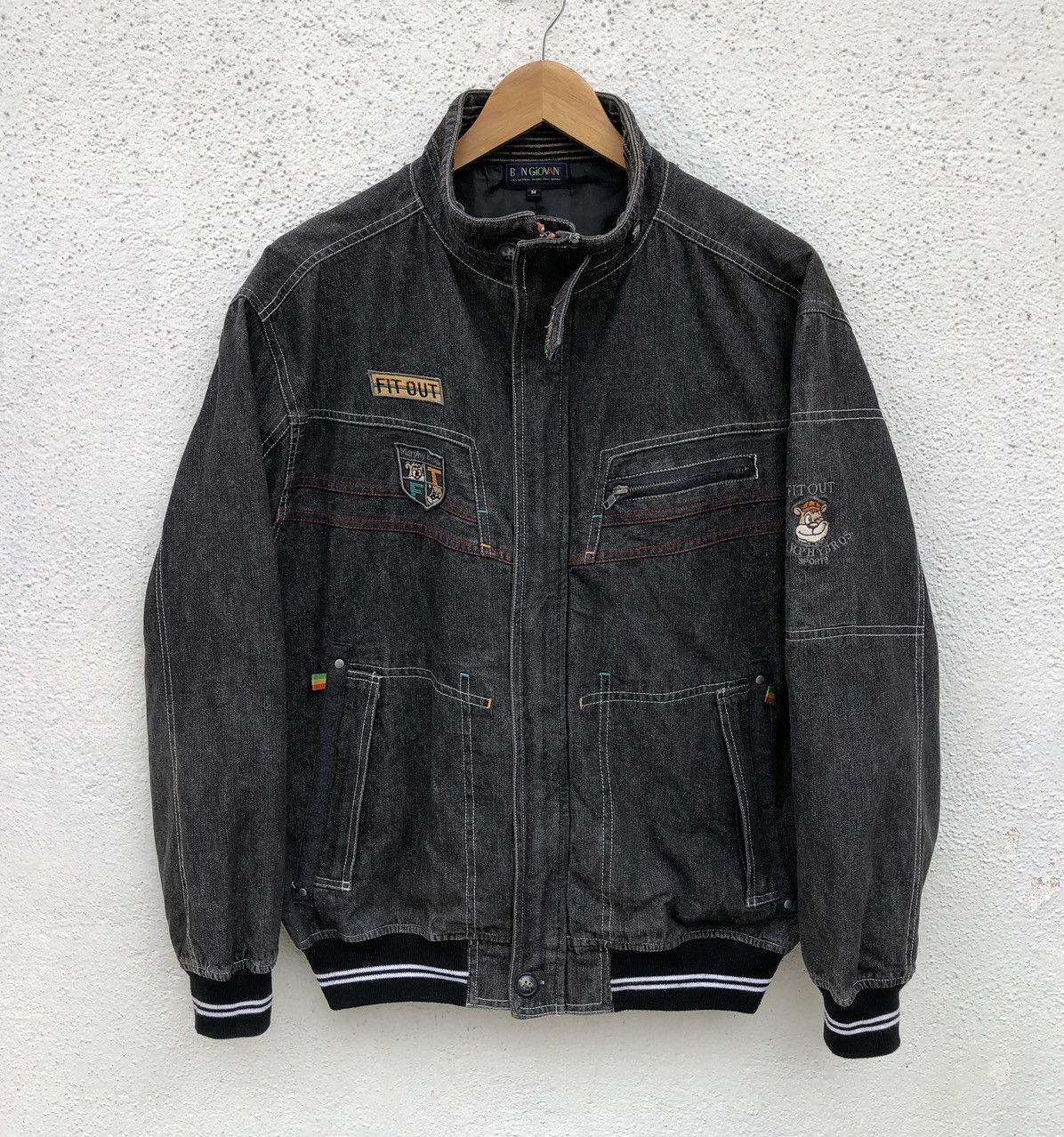 Vintage Vintage BON GIOVANE Denim Zipper Bomber Jacket Size US M / EU 48-50 / 2 - 1 Thumbnail