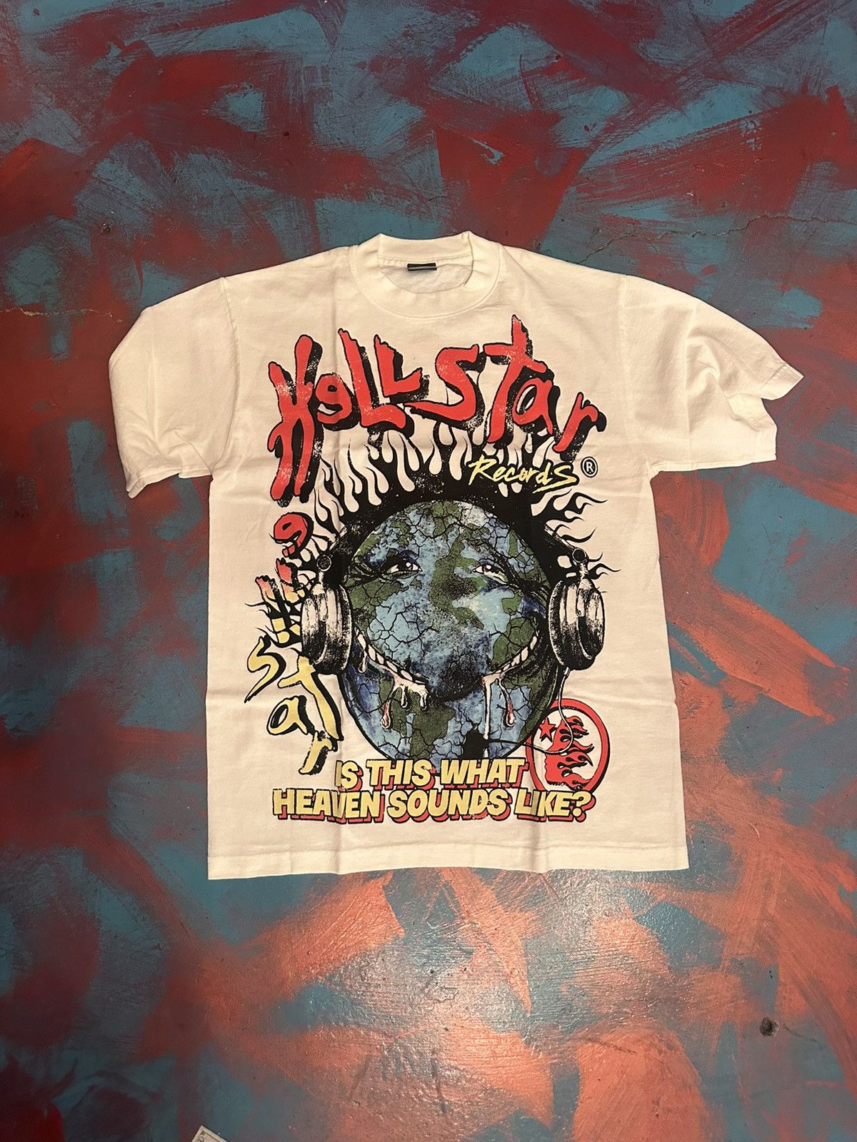 image of Hellstar World Tee in White, Men's (Size Small)