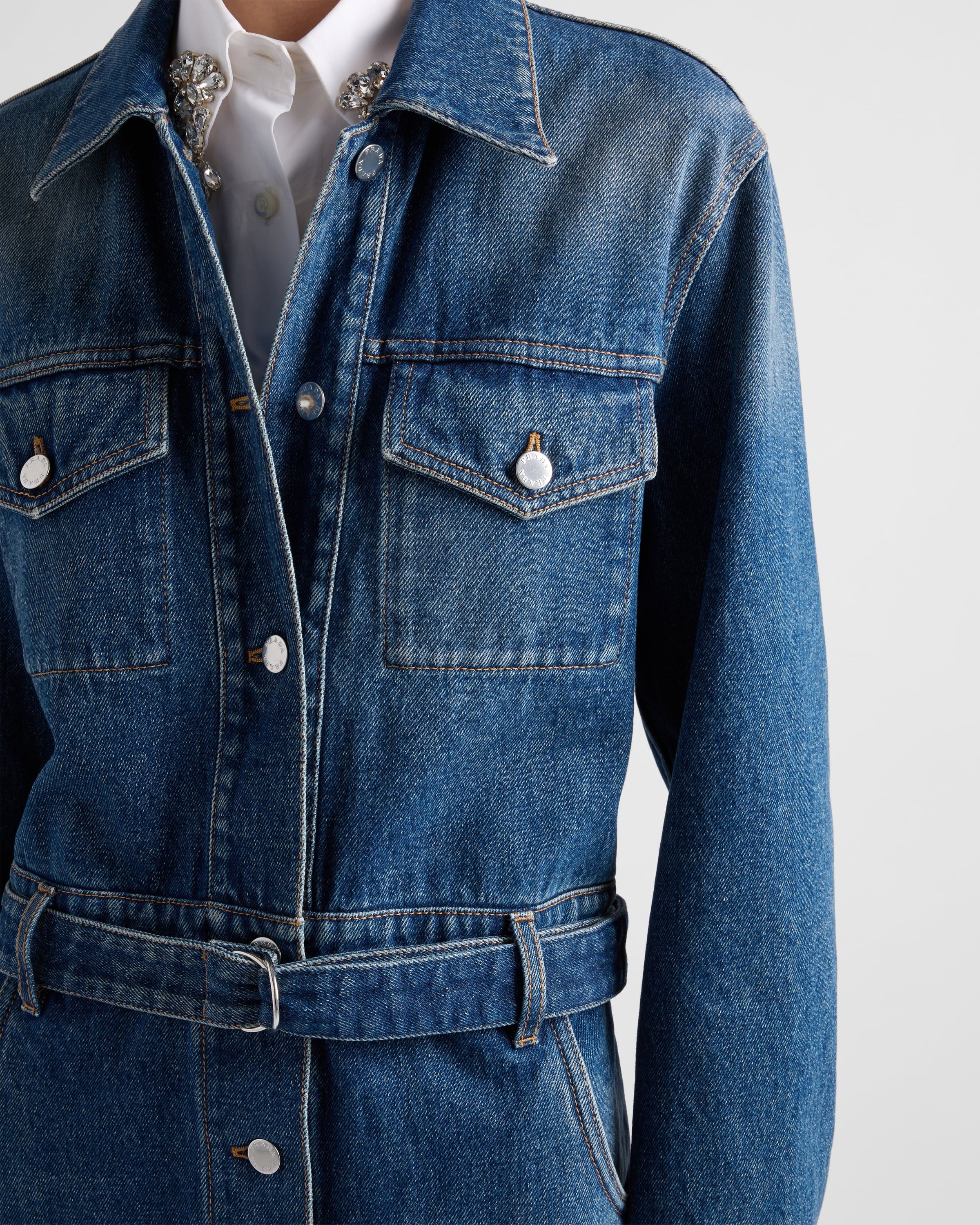 Prada o1srvl11e0226 Denim Jumpsuit in Blue Size 28" / US 6 / IT 42 - 4 Thumbnail