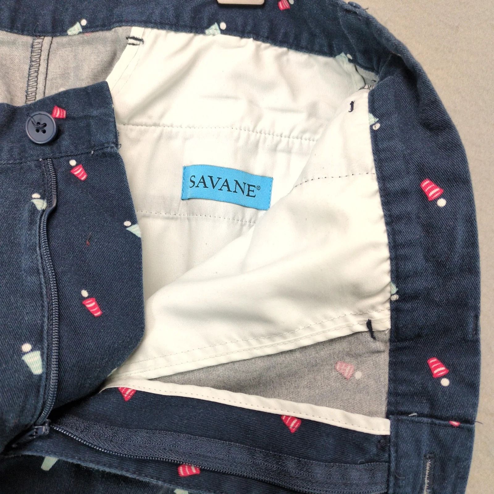 Savane Savane Beer Pong Print Navy Cotton Chino Shorts Men's 36x8" Size US 36 / EU 52 - 7 Thumbnail