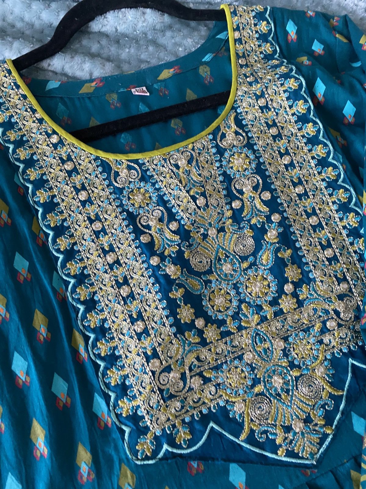 Other Teal Blue Embroidered & printed Anarkali Kurta Flare Fairy Size XL / US 12-14 / IT 48-50 - 11 Thumbnail