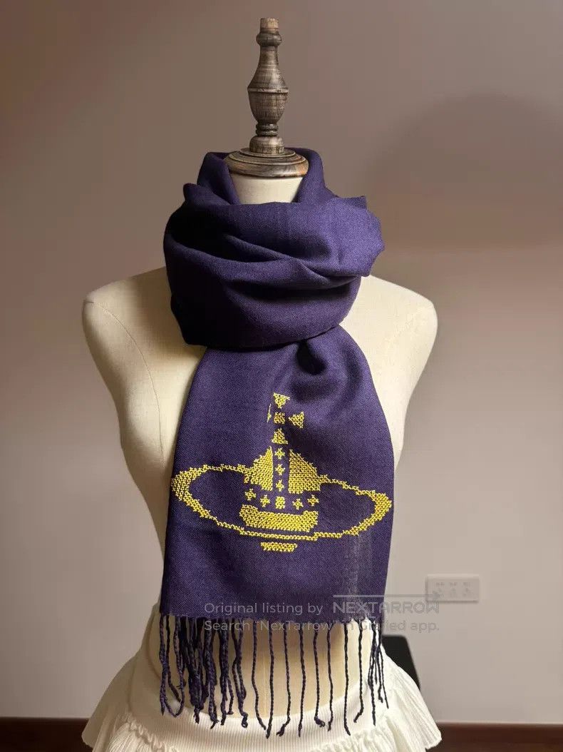 Vivienne Westwood Vivienne Westwood Purple Saturn Embroidered Fringe Scarf Size ONE SIZE - 1 Thumbnail