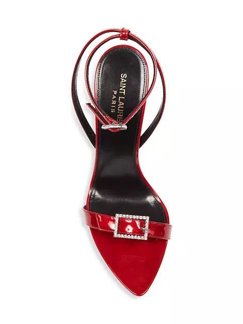 Saint Laurent Paris o1b1hav110824 Claude Patent Leather Sandals in Red Size US 8 / IT 38 - 5 Thumbnail
