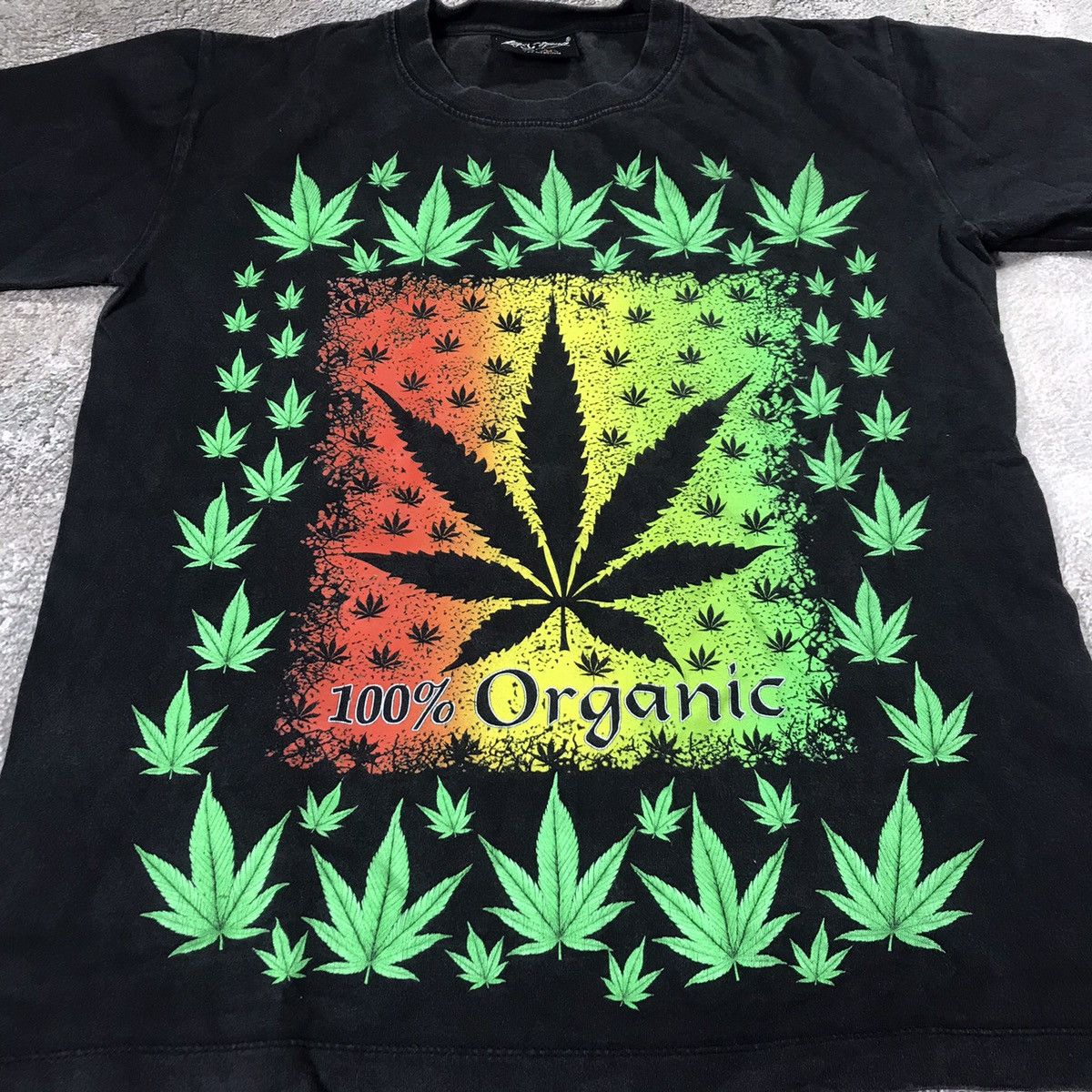 Vintage Vintage Y2K Cannabis Leaf Graphic Tee Rave Streetwear Slim S Size US S / EU 44-46 / 1 - 2 Thumbnail
