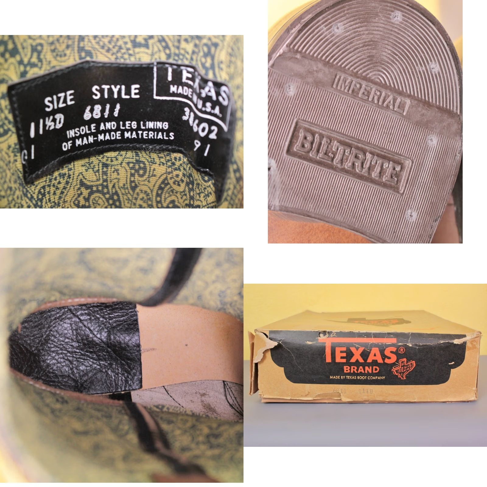 Vintage VTG 70s Boots Texas Brown Leather Boots Mens 11.5 D Buckle Vintage Engineer Biker Shoes Size US 12 / EU 45 - 8 Thumbnail