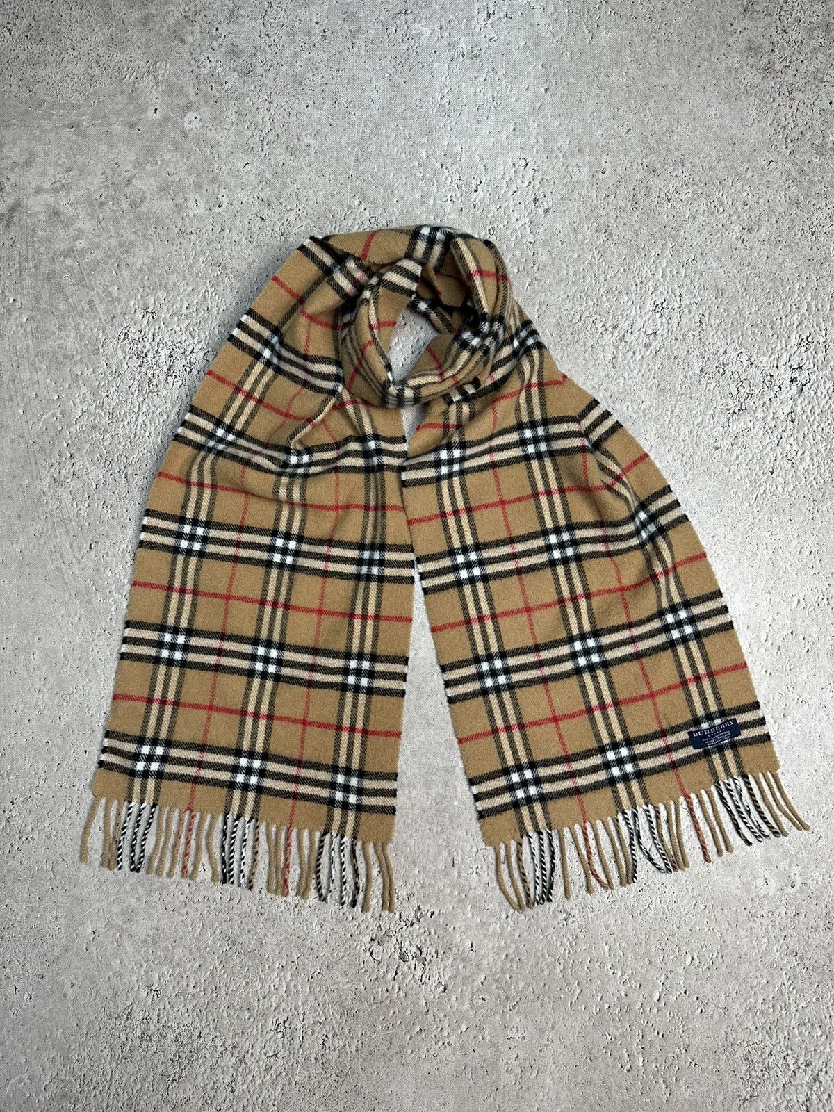 Burberry Nova Check Lambswool Scarf Beige Large 190x31cm