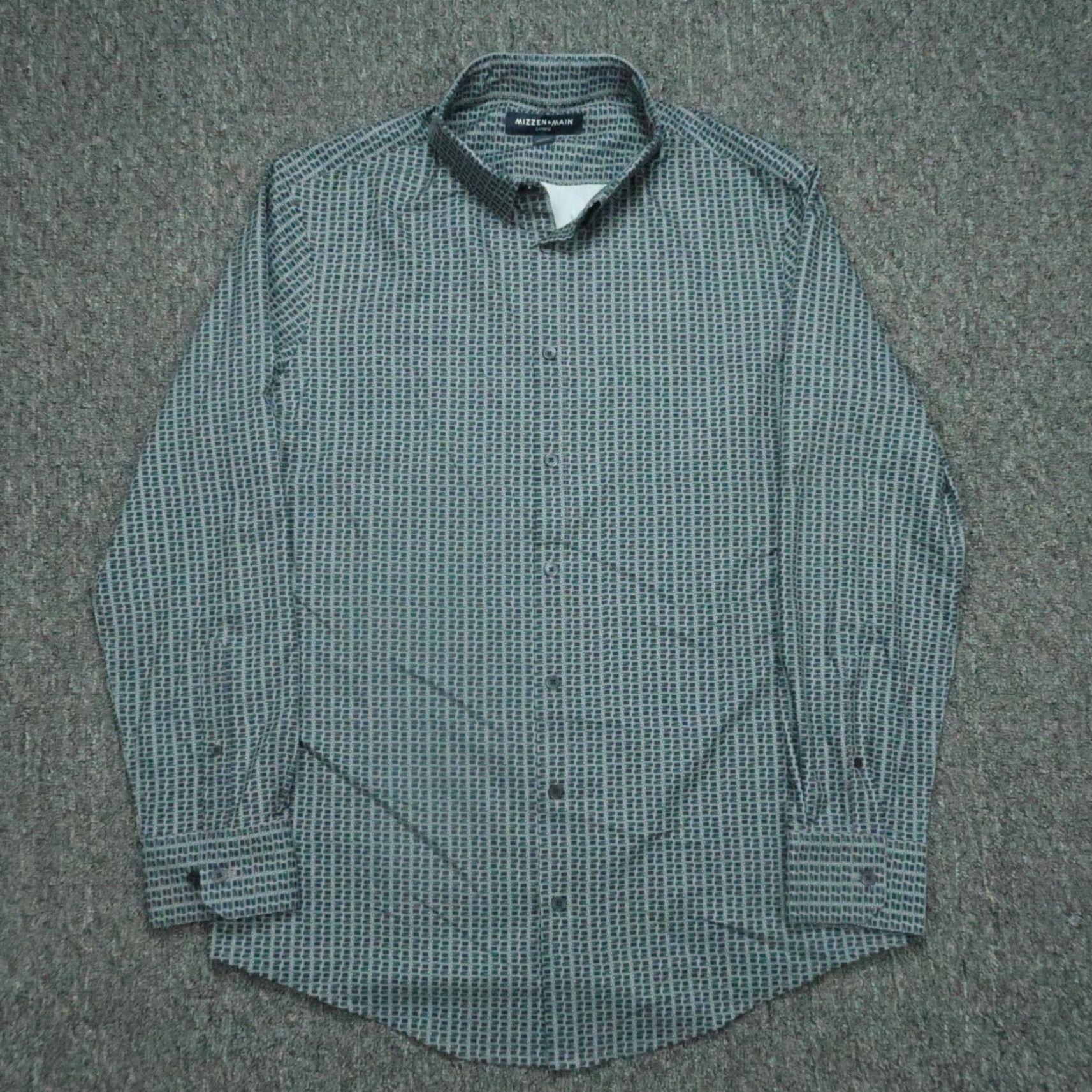 Mizzen+Main Mizzen+Main Shirt Mens Large Blue Geometric Long Sleeve Button Up Size US L / EU 52-54 / 3 - 2 Thumbnail