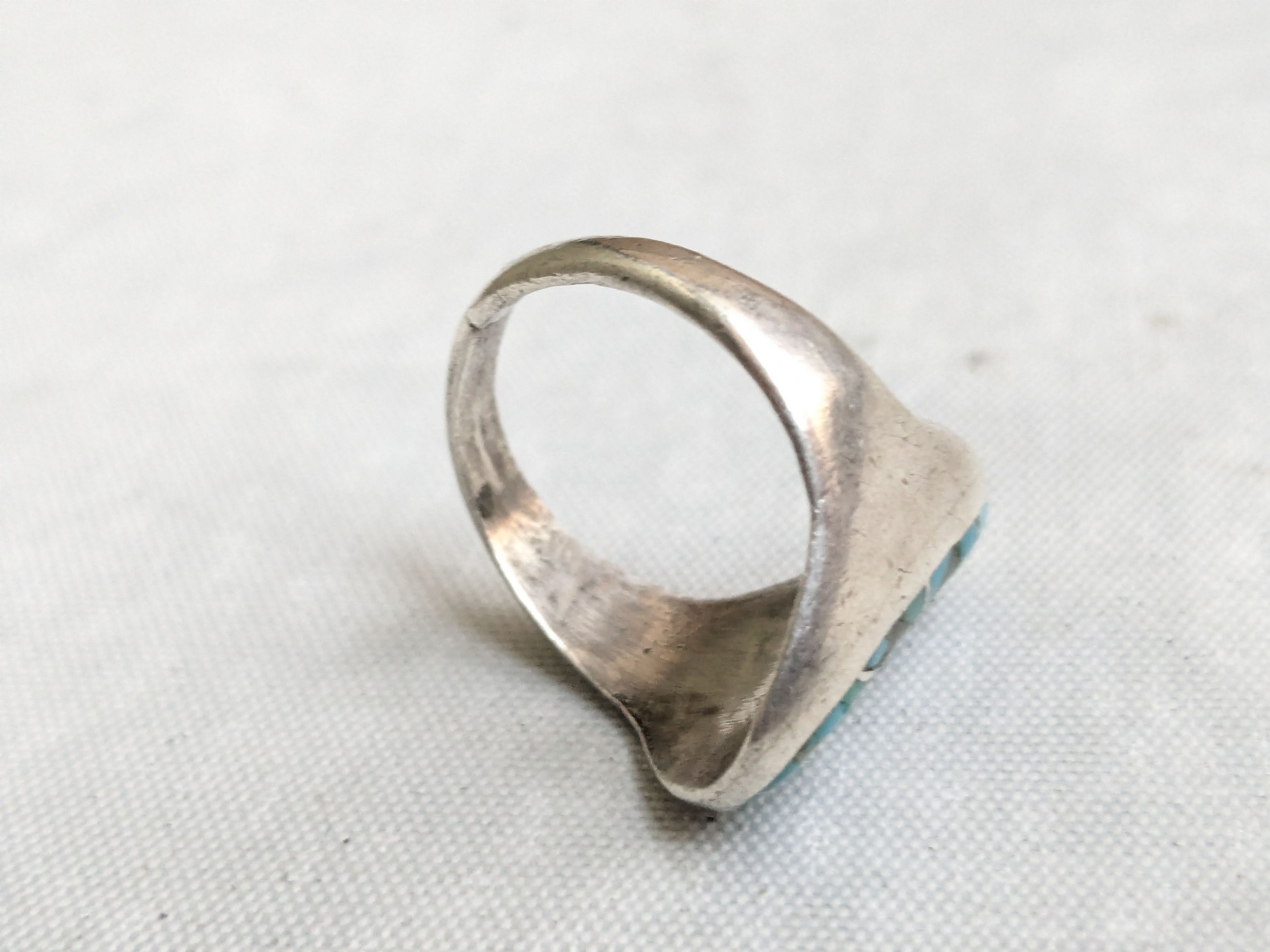 Jewelry Vintage Sterling Silver Ring Turquoise MOP Oval Zuni Size ONE SIZE - 11 Thumbnail