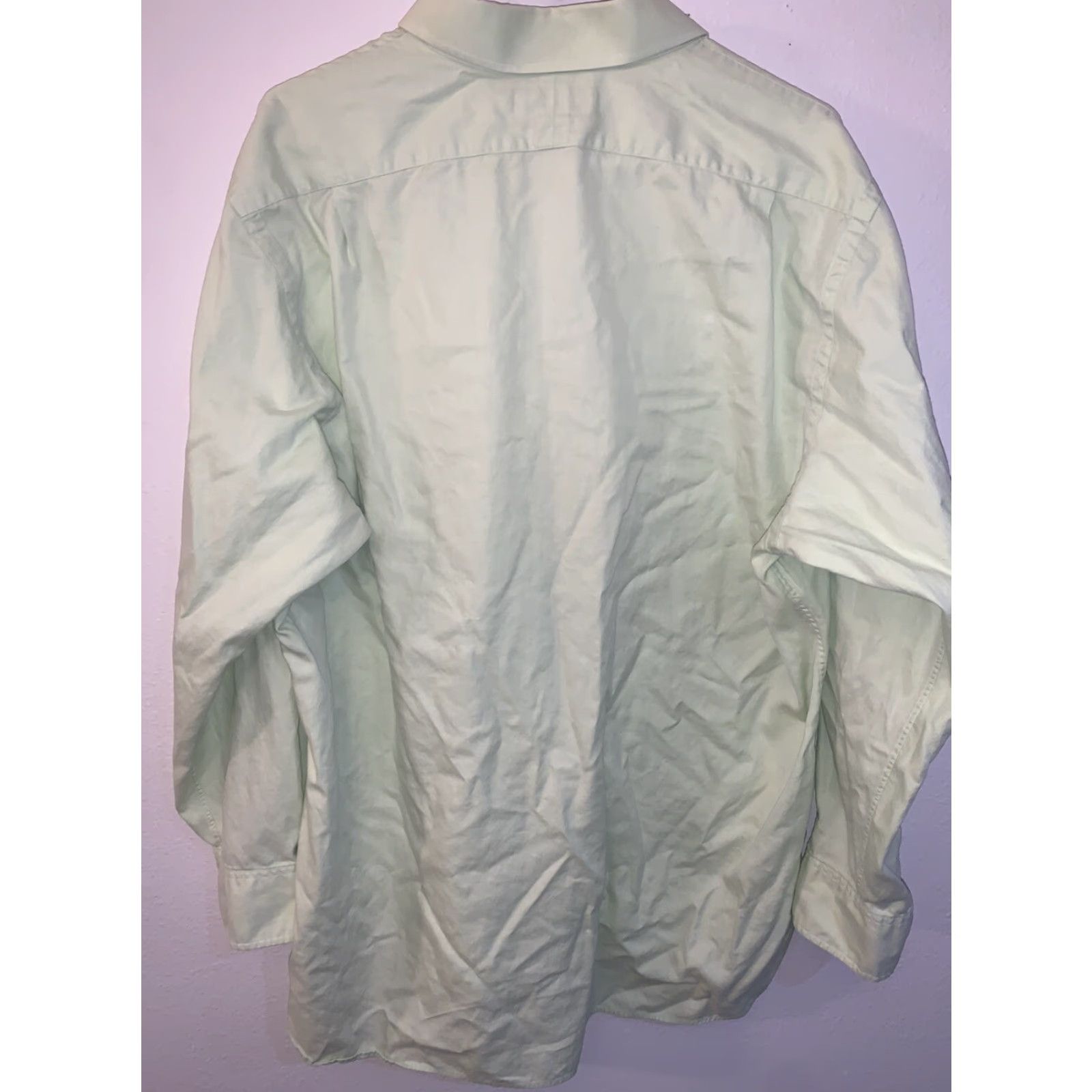 Polo Ralph Lauren VINTAGE Polo Ralph Lauren Mens Regent Dress Shirt GREEN Plaid CUSTOM Fit 17.5 34 White Trim Classic Fit Size 48R - 5 Thumbnail