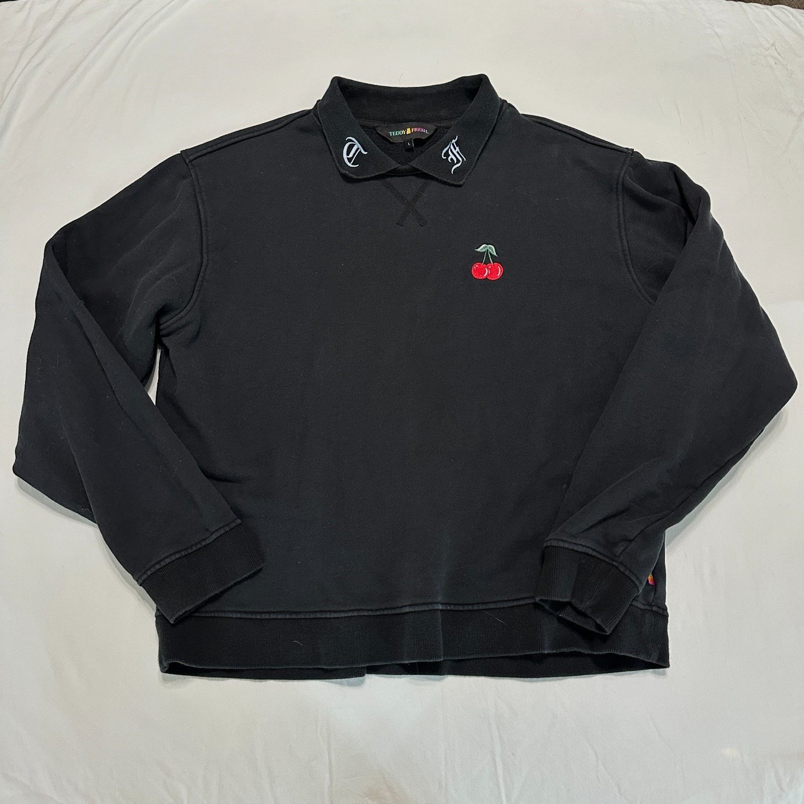 Teddy Fresh Teddy Fresh Mens Large Black Pullover Sweatshirt Collar Size US L / EU 52-54 / 3 - 1 Thumbnail