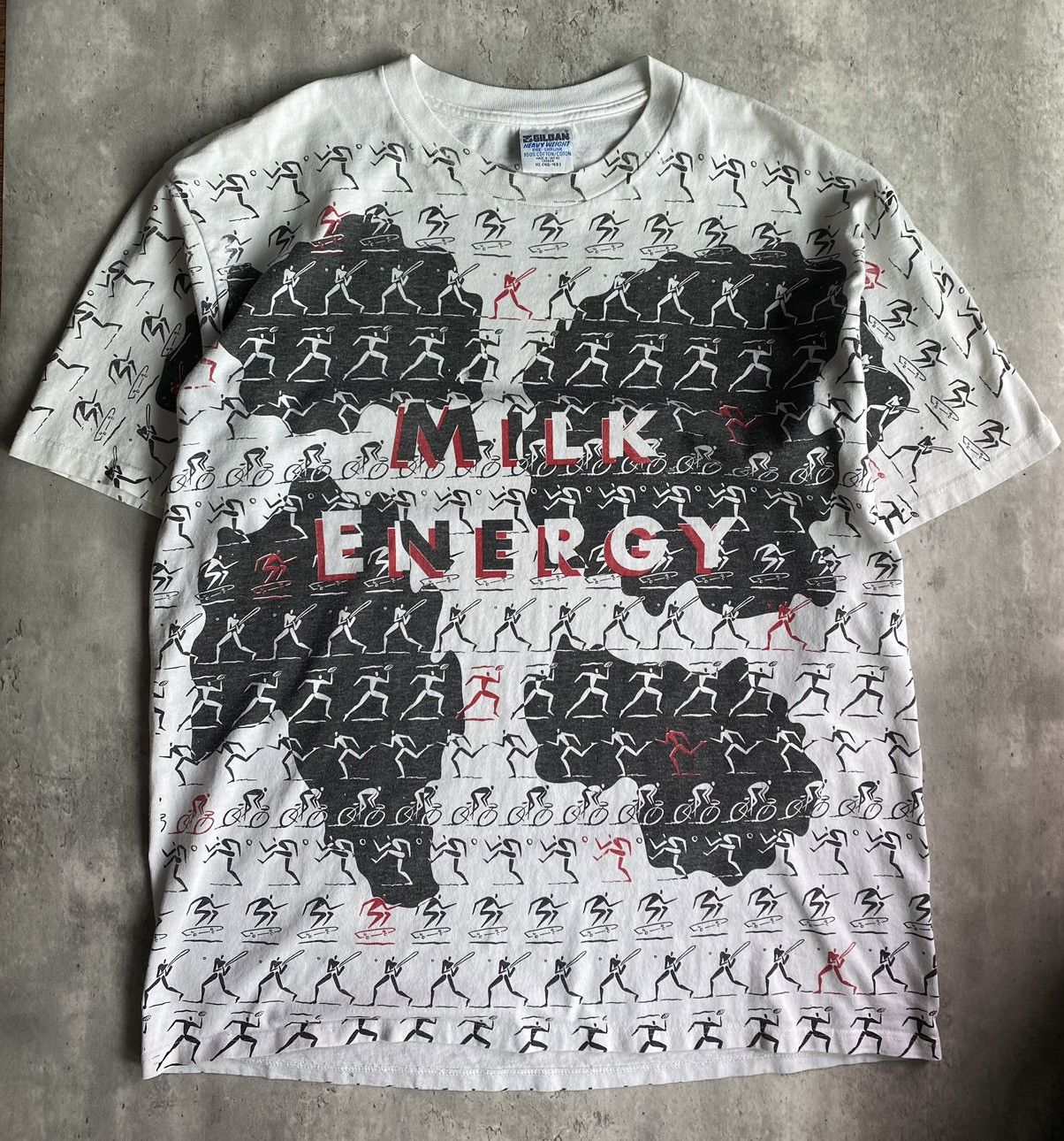 Image of Vintage 90’S Milk Energy Aop All Over Print Tee Shirt in White, Men's (Size XL)