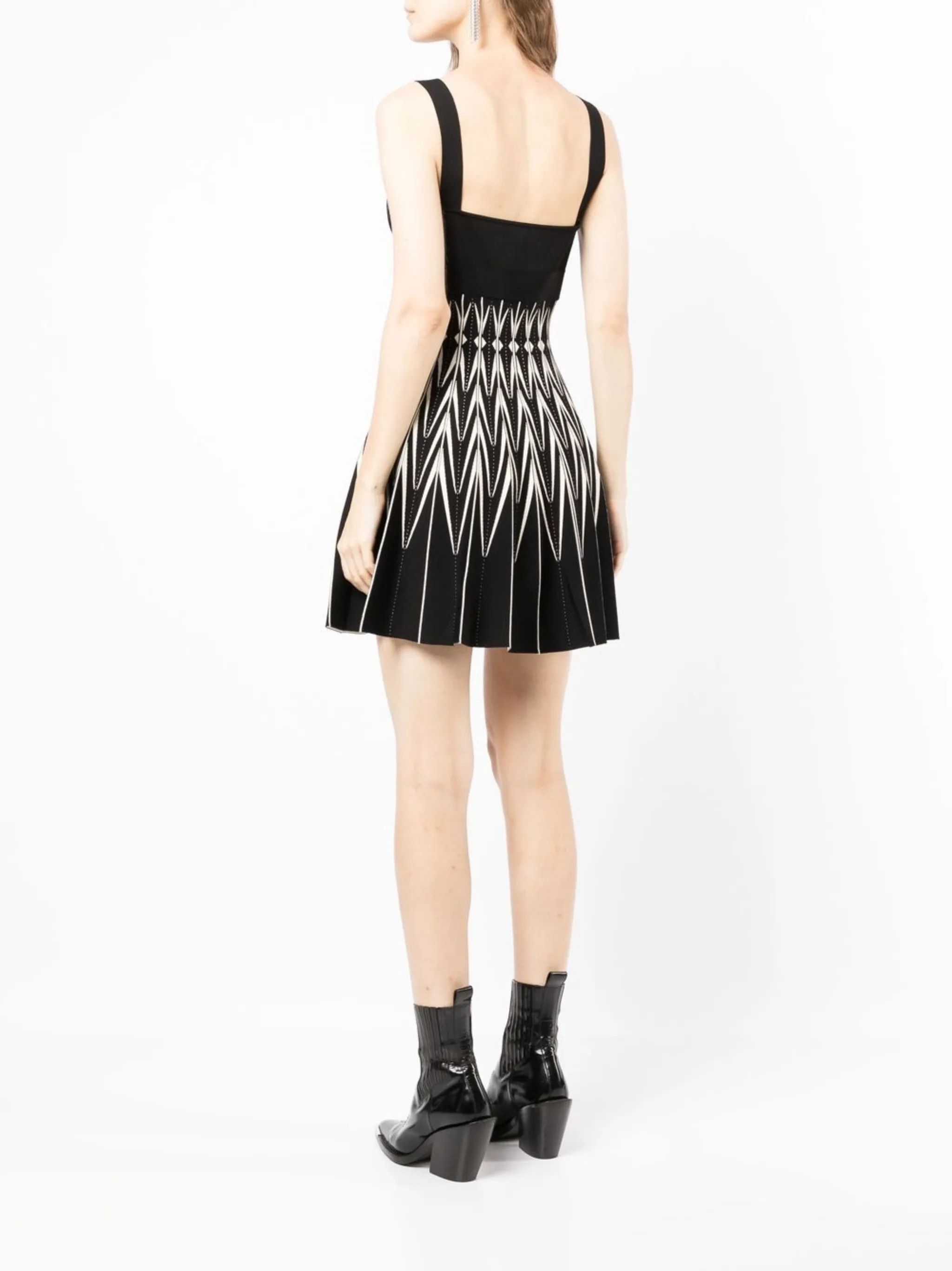 Alexander McQueen o1y0325 Mini Dress in Black & White Size S / US 4 / IT 40 - 4 Thumbnail