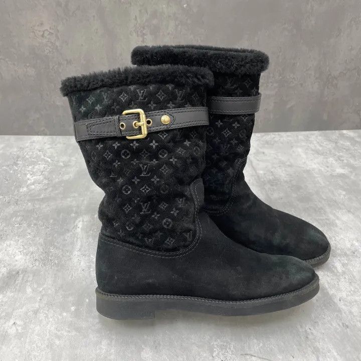 Louis Vuitton Louis Vuitton Black Wool Logo Snow Boots -2508 Size US 6 / IT 36 - 7 Thumbnail