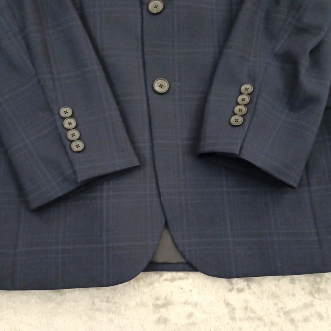 Jos. A. Bank Jos A Bank Mens Blazer Slim Fit Blue Plaid Wool Blend Travel Canvas 37 Size 36R - 4 Thumbnail