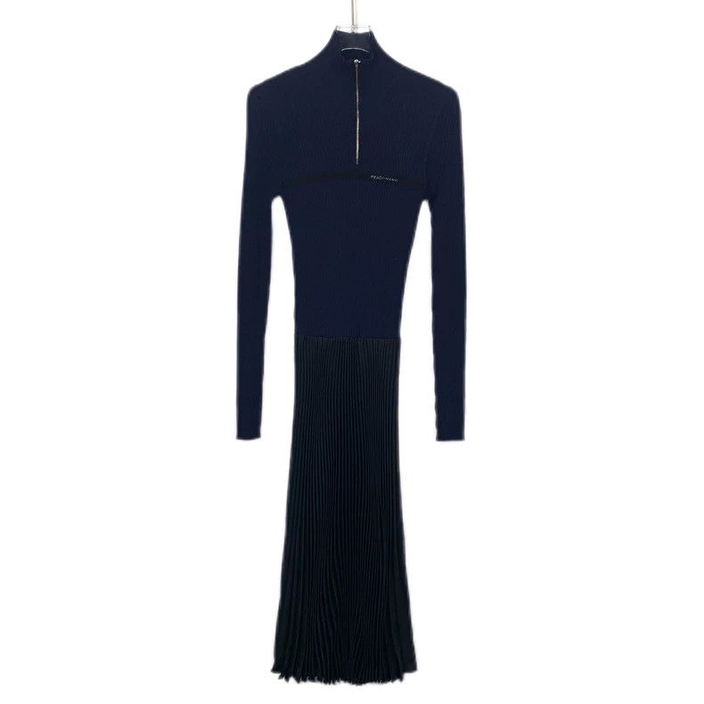 Prada Prada Blue logo letter wool knitted pleated dress 2501-Next Size XS / US 0-2 / IT 36-38 - 1 Thumbnail