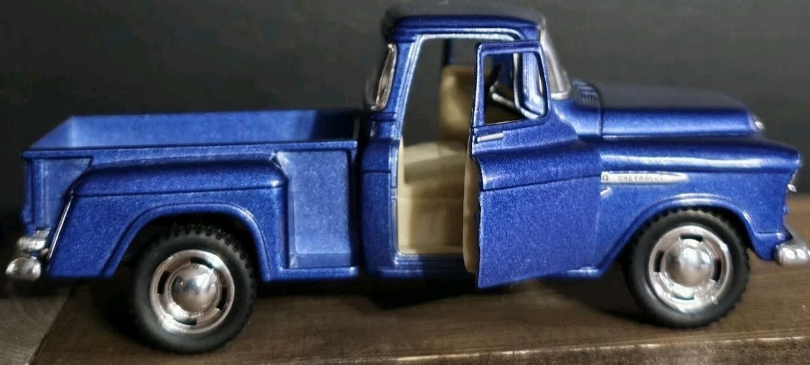Designer 1955 Chevy Stepside 3100 Pick Up Diecast Little Blue Truck Size ONE SIZE - 2 Thumbnail