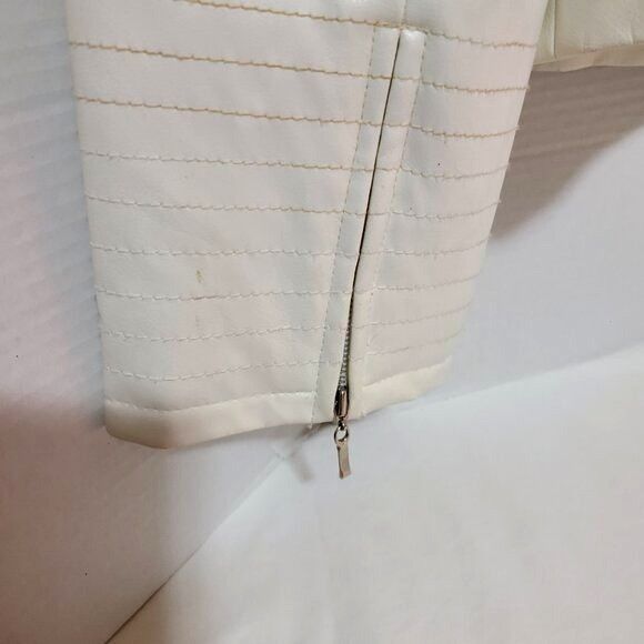 Other Midnight Velvet Womens Faux Leather White Quilted Jacket Wit Size M / US 6-8 / IT 42-44 - 3 Thumbnail