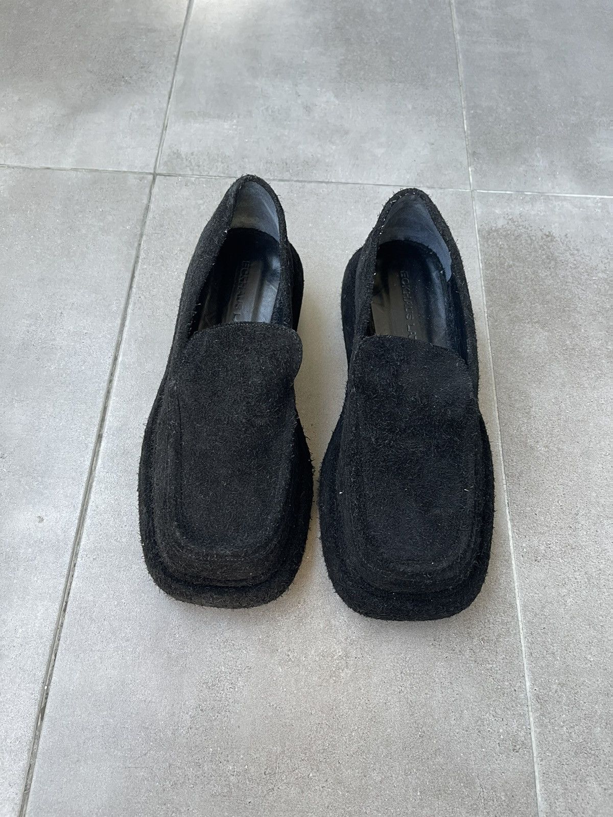 Eckhaus Latta !DS! FW23 Eckhaus Latta Stacked M Black Suede Loafers Size US 11 / EU 44 - 7 Thumbnail