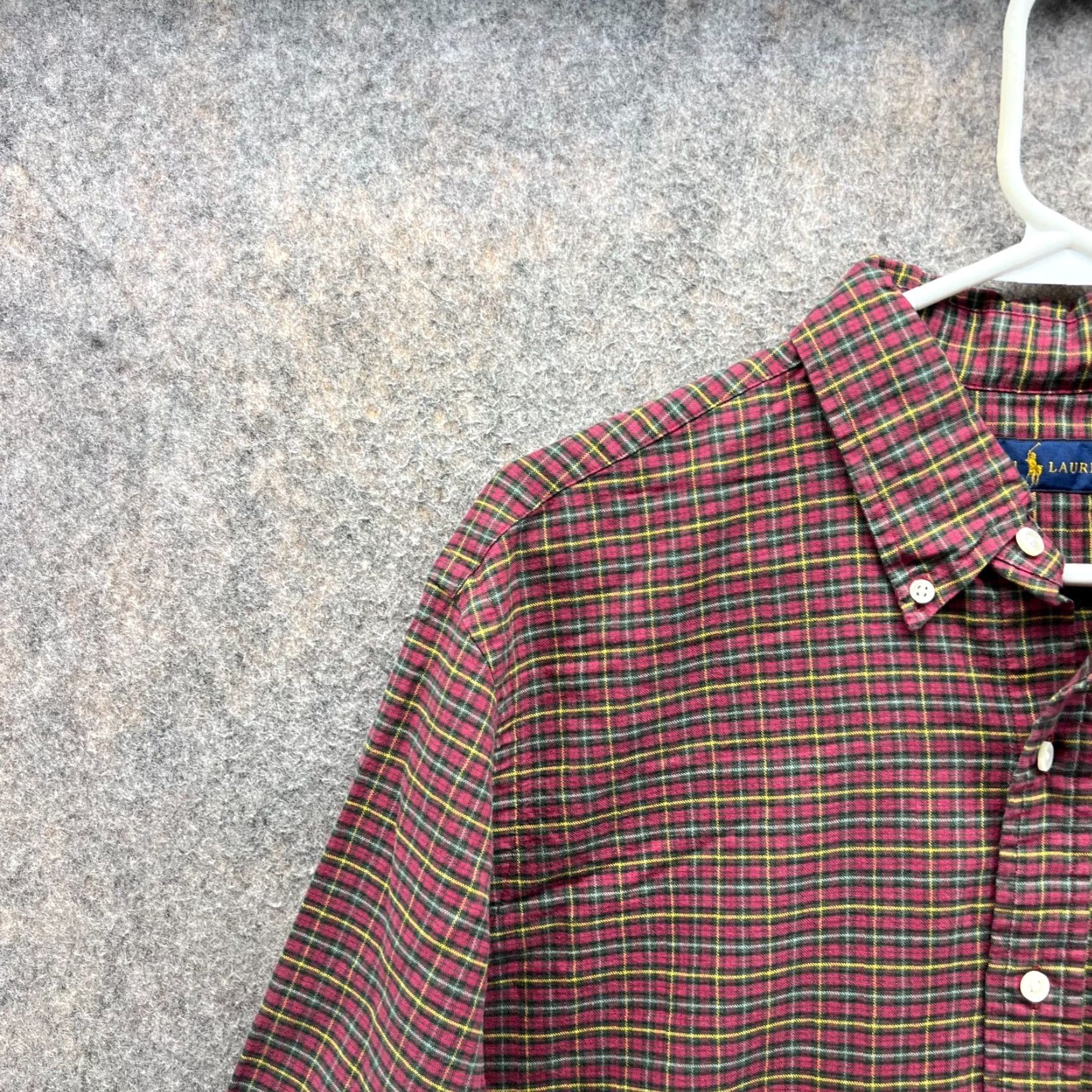 Polo Ralph Lauren VINTAGE Polo Ralph Lauren Shirt Men Large Adult Red Yellow Plaid Pony Button-Down Long Sleeve 46 in Chest Size US L / EU 52-54 / 3 - 7 Thumbnail