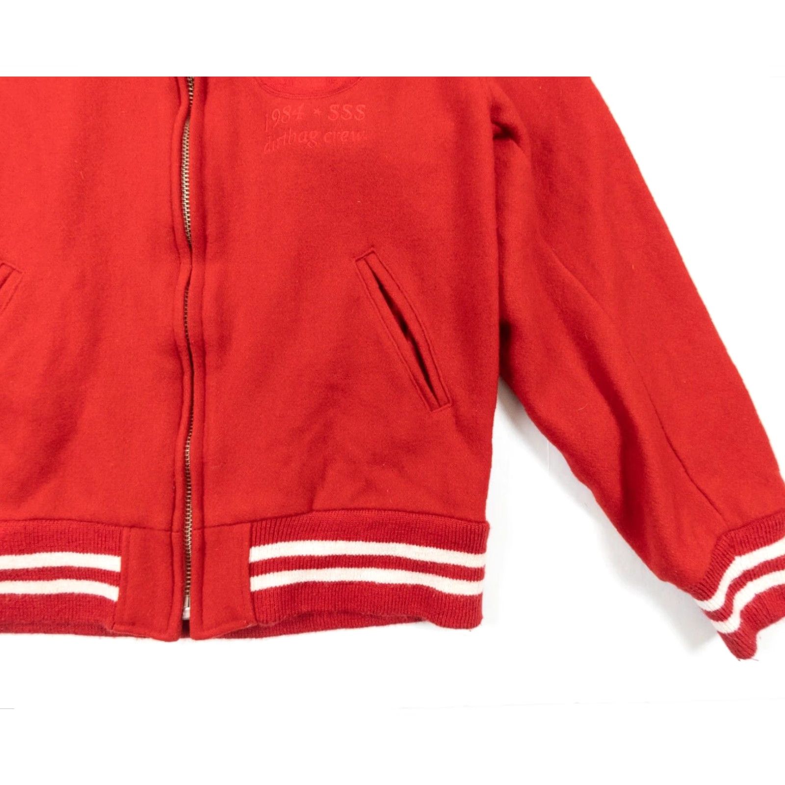 Huf HUF Mens Jacket XL Red Wool Varsity Bomber Full Zip Stand-Up Collar Modern Streetwear Decade Fashion (Adult) Size US XL / EU 56 / 4 - 4 Thumbnail