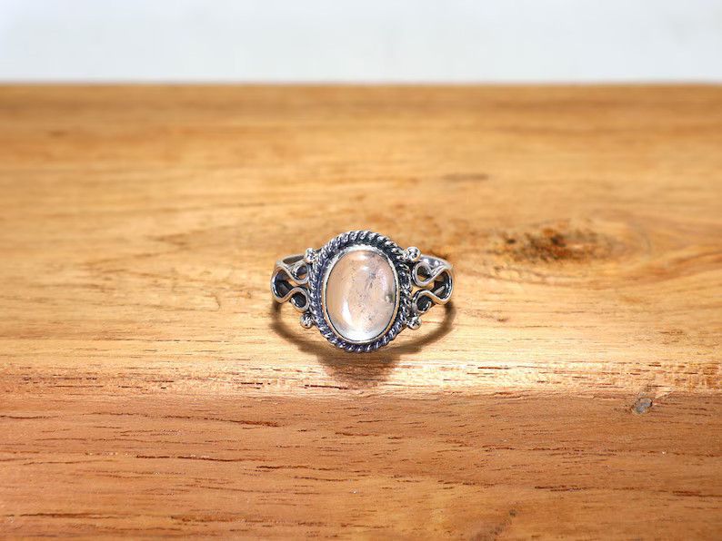 Handmade Clear Quartz Ring, 925 Sterling Silver Handmade Boho Jewelry Size ONE SIZE - 1 Thumbnail