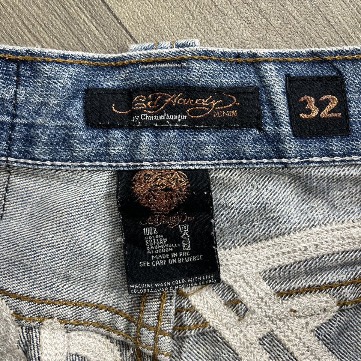 Ed Hardy Vintage Ed Hardy Distressed Embroidery Y2K Baggy Jeans Size US 32 / EU 48 - 10 Thumbnail