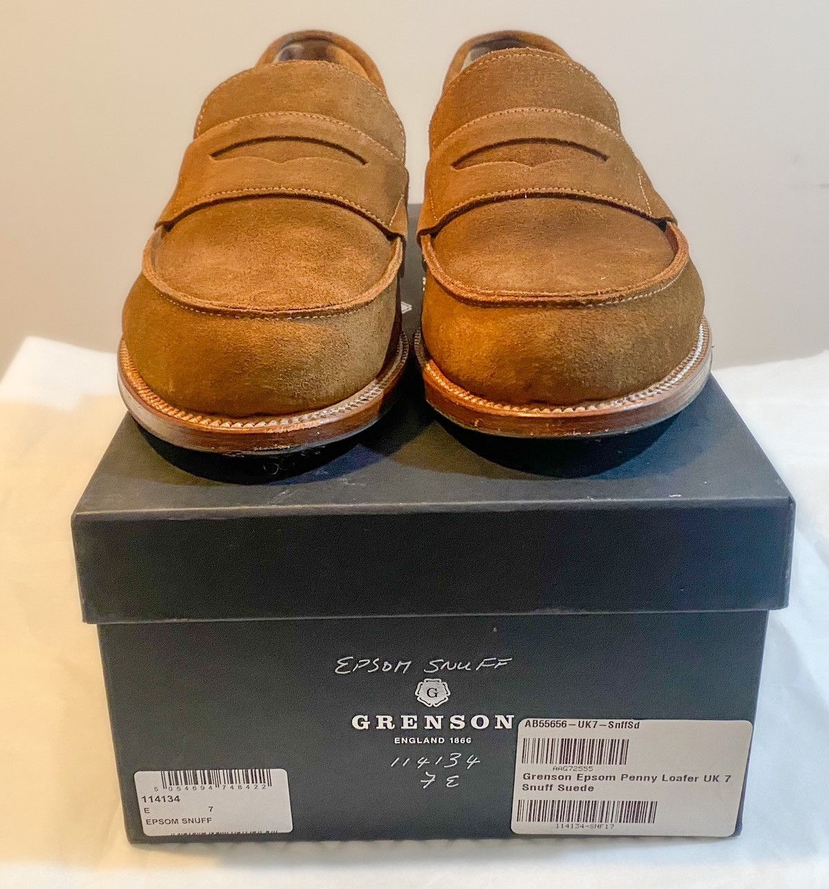 Grenson Grenson Epsom Loafers - snuff suede Size US 8 / EU 41 - 1 Thumbnail